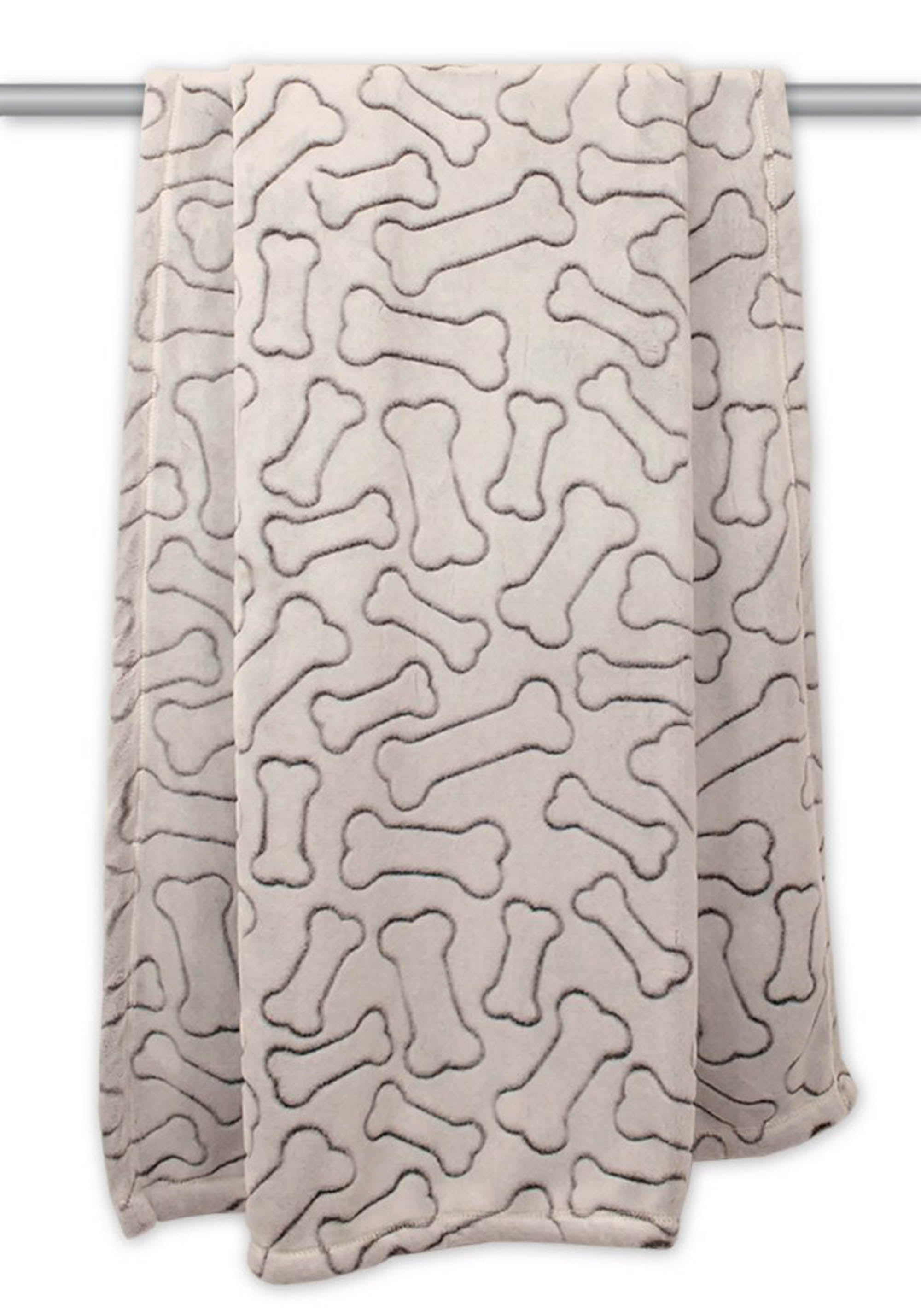Bone Dry Embossed Bone Print Pet Blanket, 36x48", Taupe