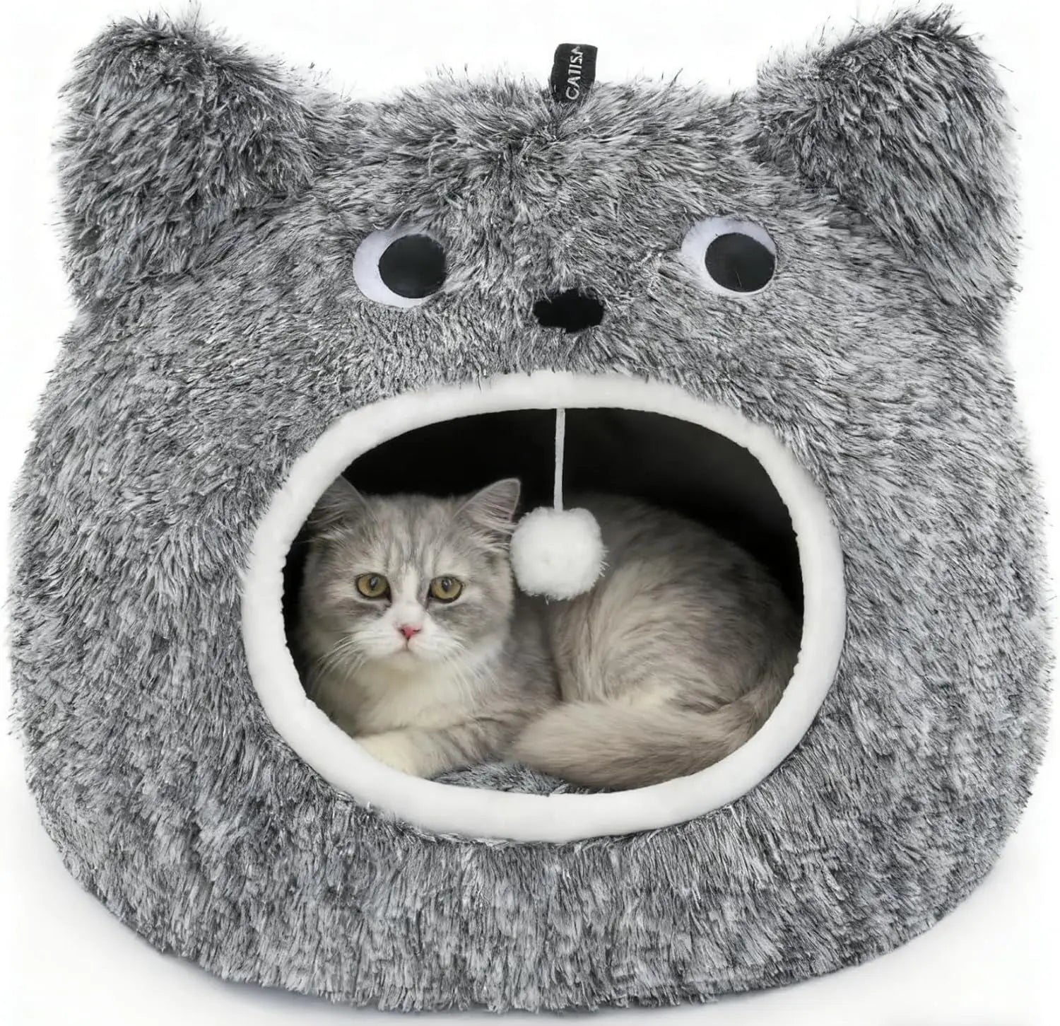 Cat Bed Cave for Indoor Cats, Plush Hooded Cat Bed with Removable Cushion