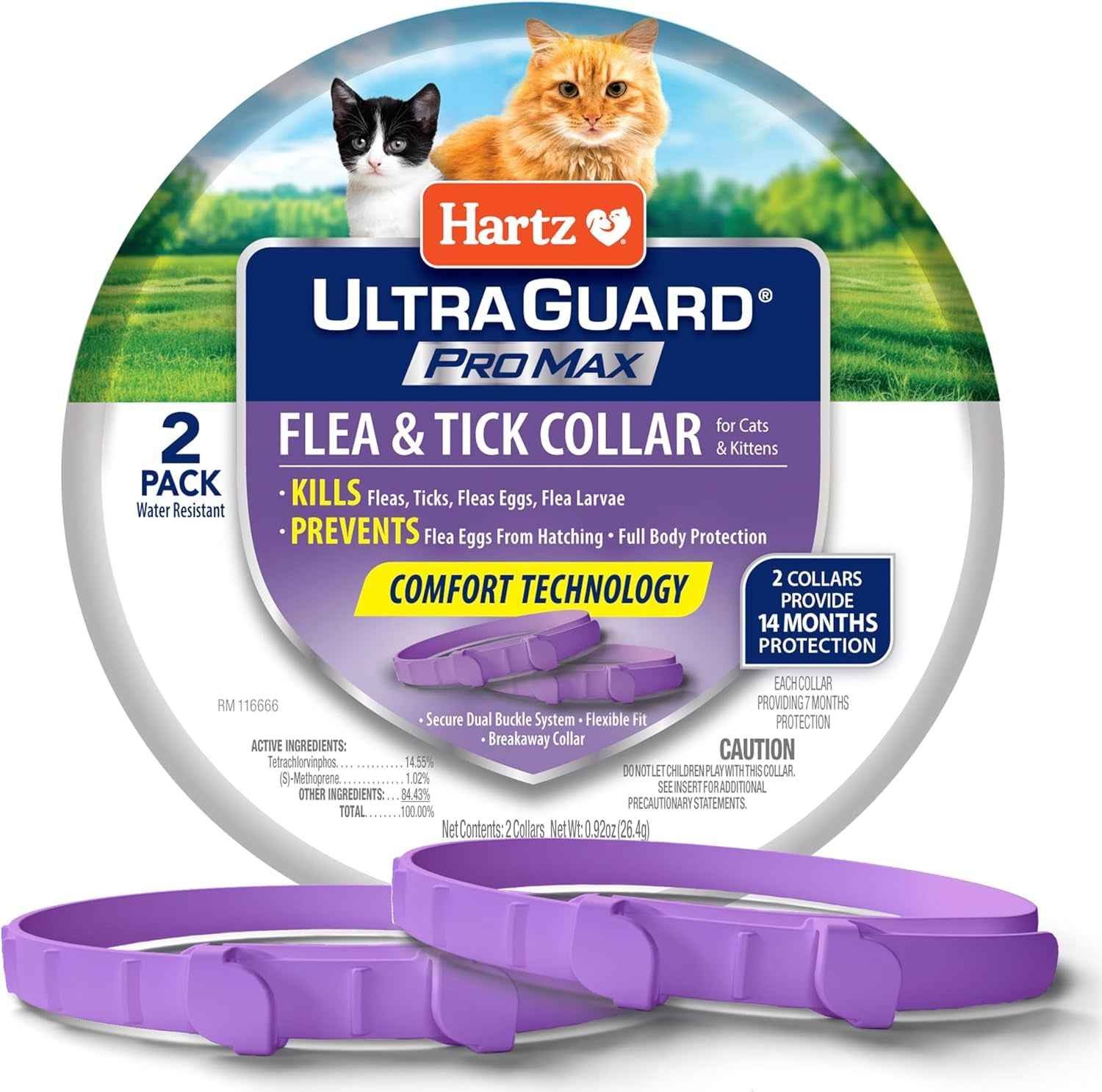 Cat Flea & Tick Collar 2 Pack – 14 Month Breakaway Protection