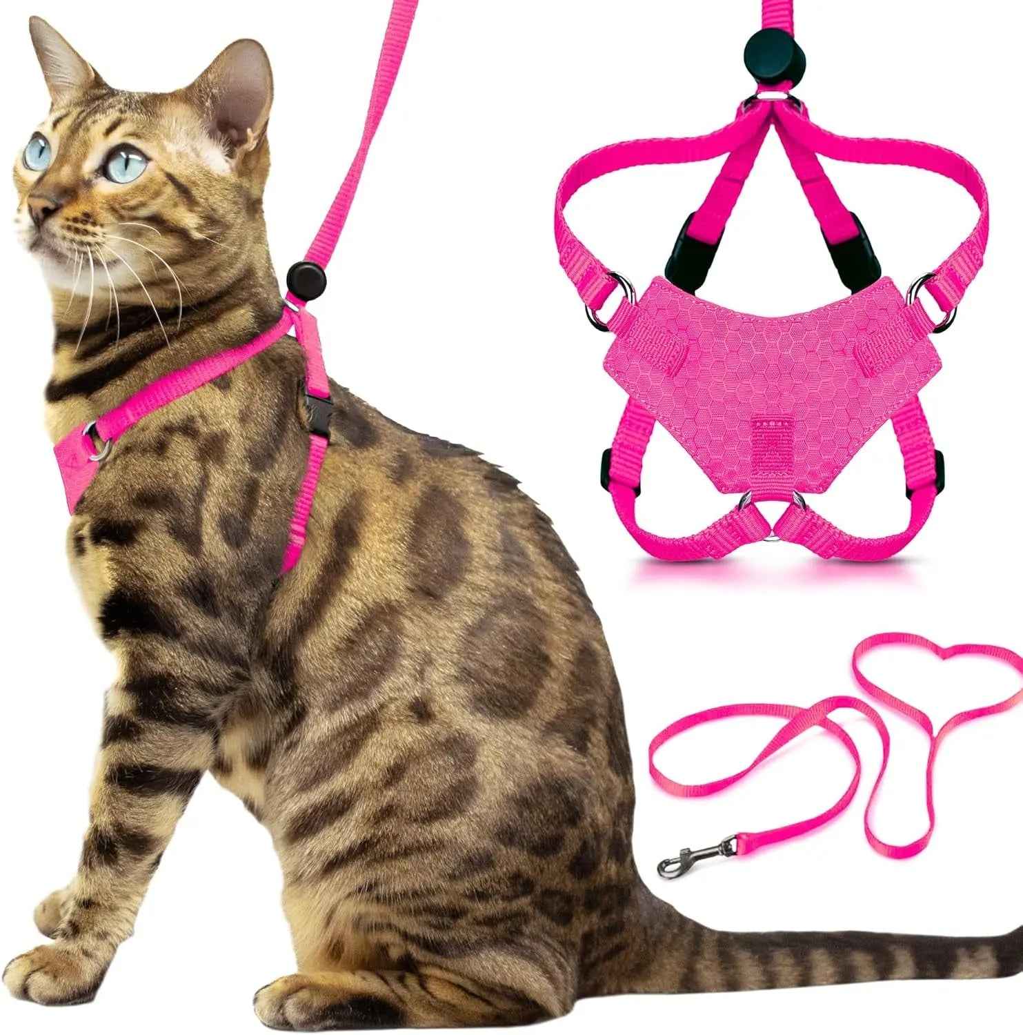 Cat Escape-Proof Harness & Leash Set – S–XL, Vegan Leather