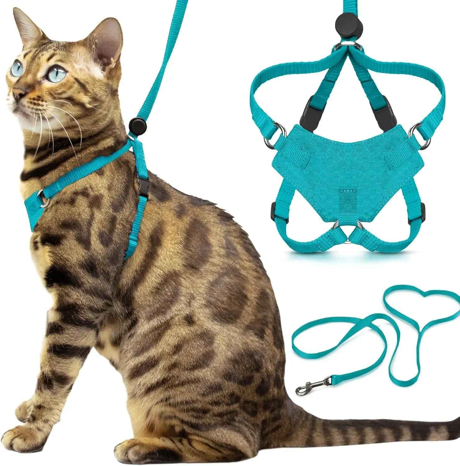 Cat Escape-Proof Harness & Leash Set – S–XL, Vegan Leather