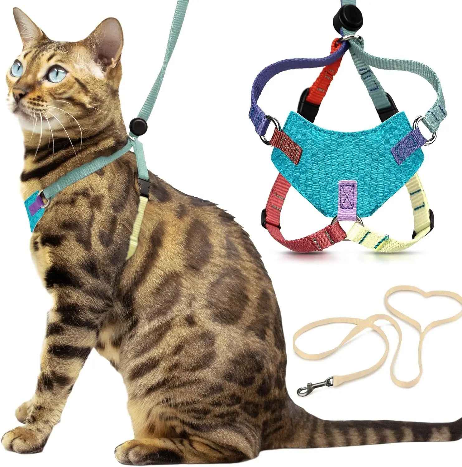 Cat Escape-Proof Harness & Leash Set – S–XL, Vegan Leather