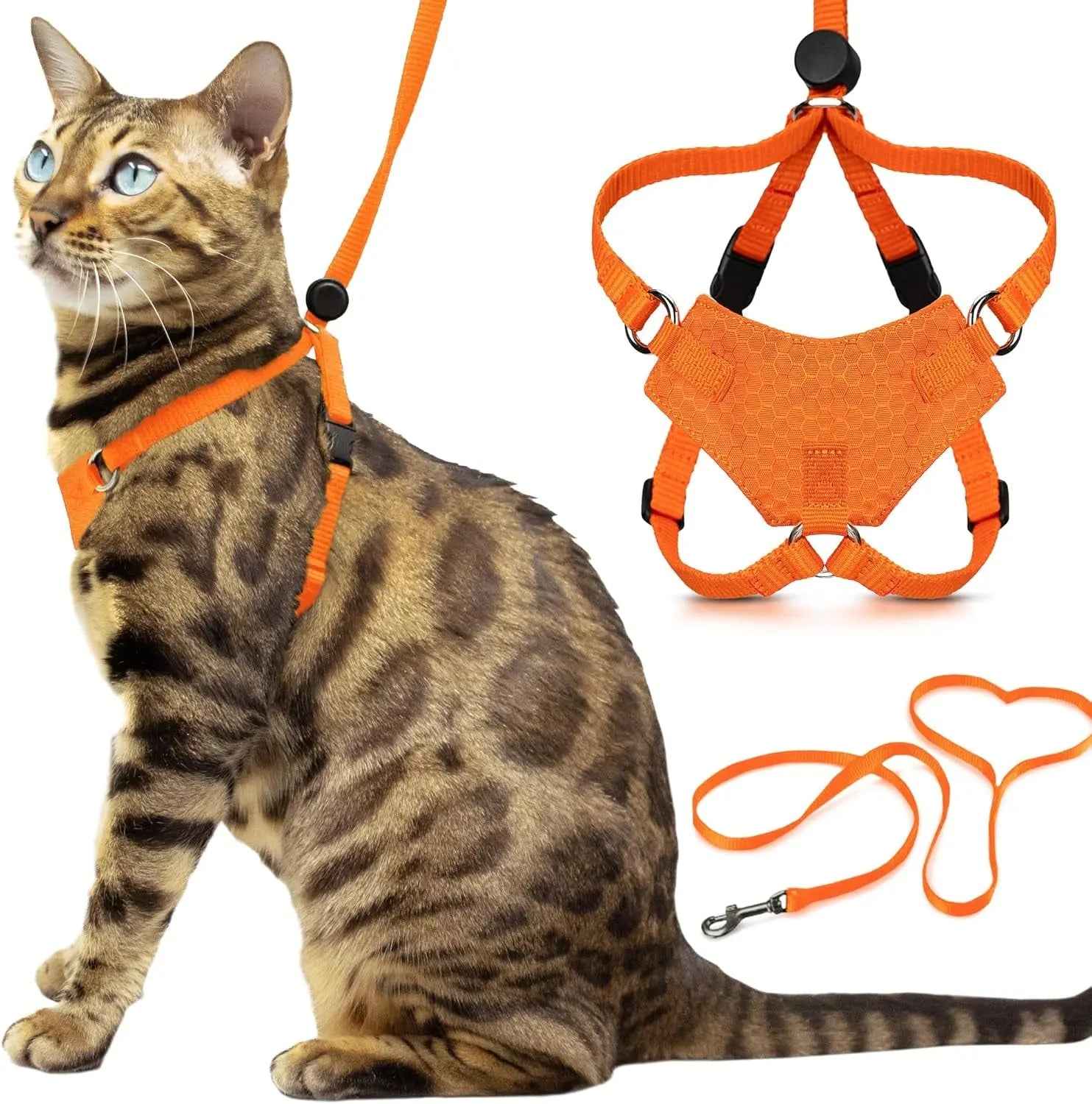 Cat Escape-Proof Harness & Leash Set – S–XL, Vegan Leather