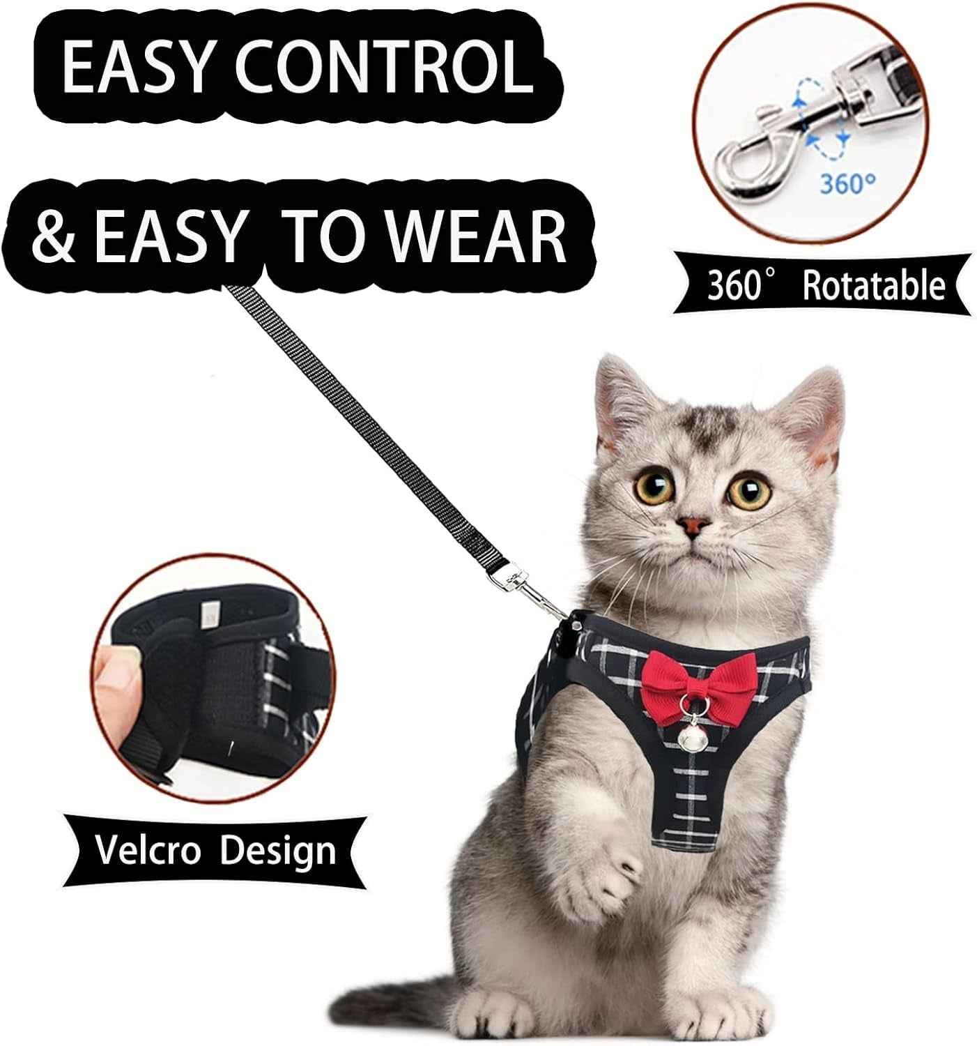 Mesh Cat Harness & Leash Set with Buckle & Metal Ring – Cats & Rabbits