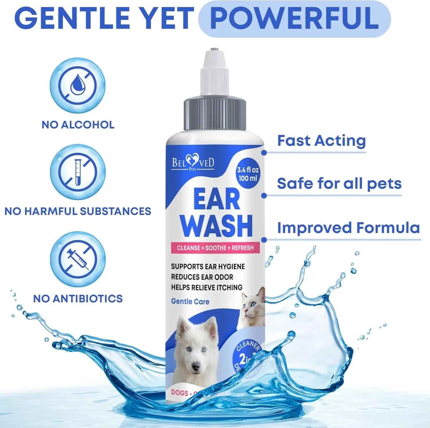Cat & Dog Ear Cleaner Drops for Yeast, Wax & Itchy Ears