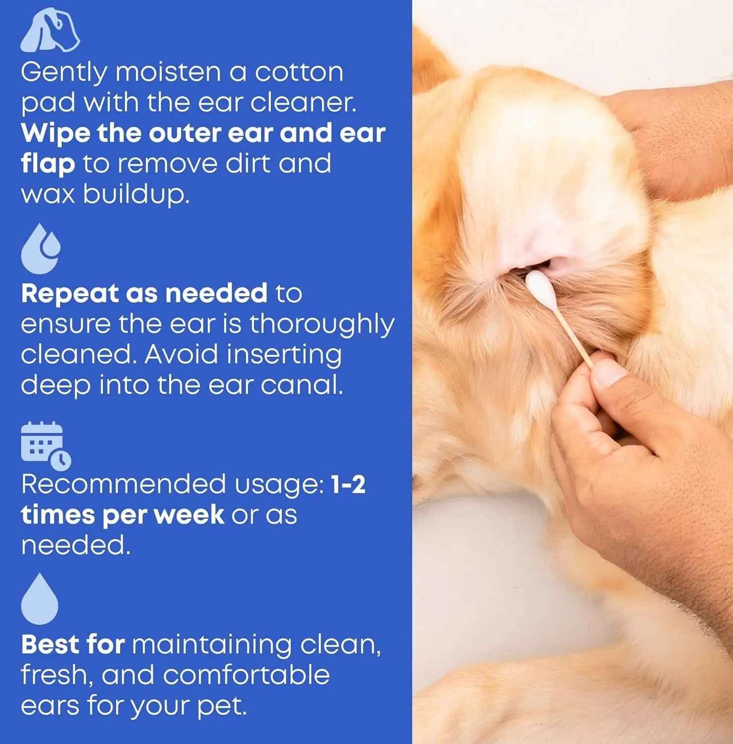 Cat & Dog Ear Cleaner Drops for Yeast, Wax & Itchy Ears