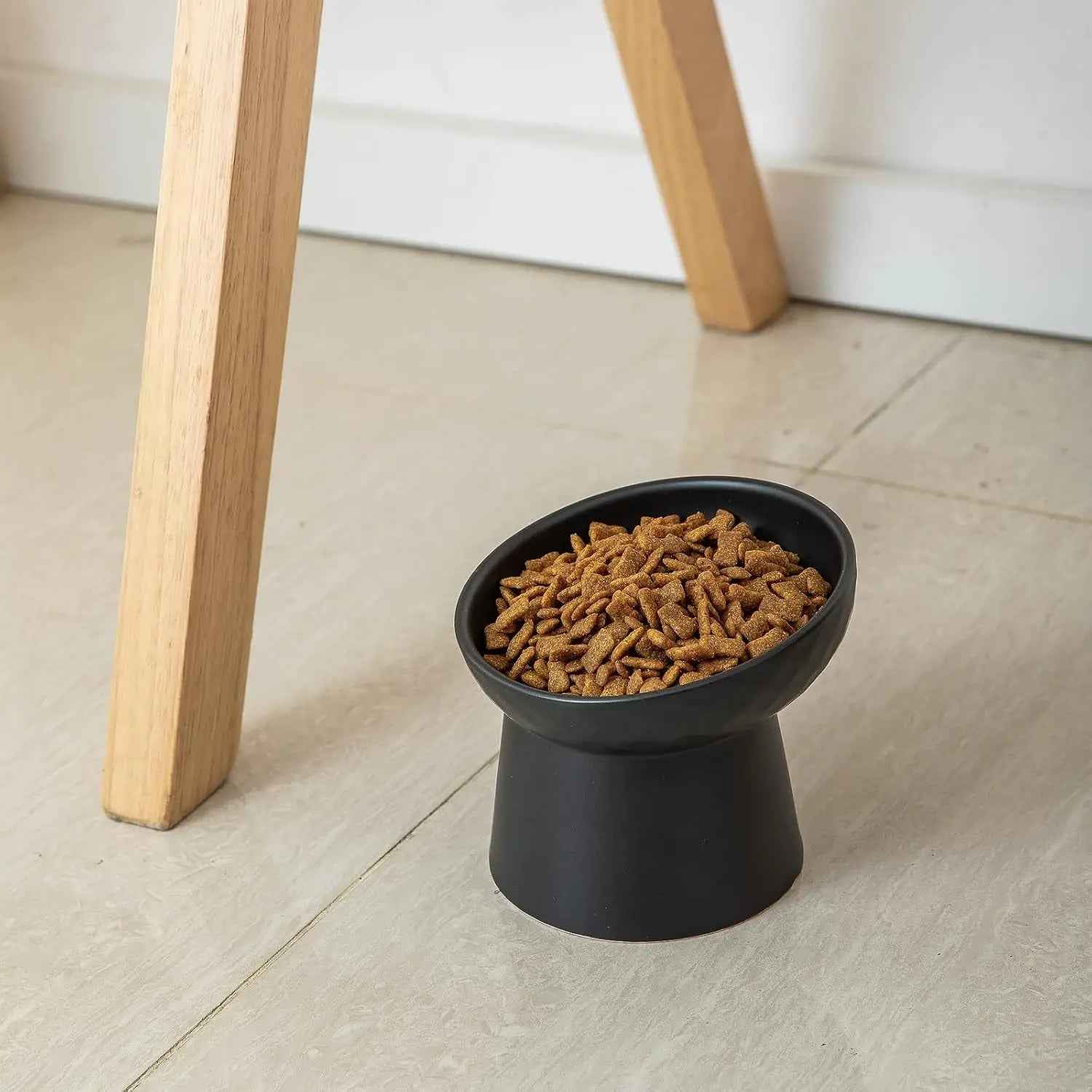 Ceramic Raised Tilted Cat Bowls, Set of 2 Porcelain Feeder