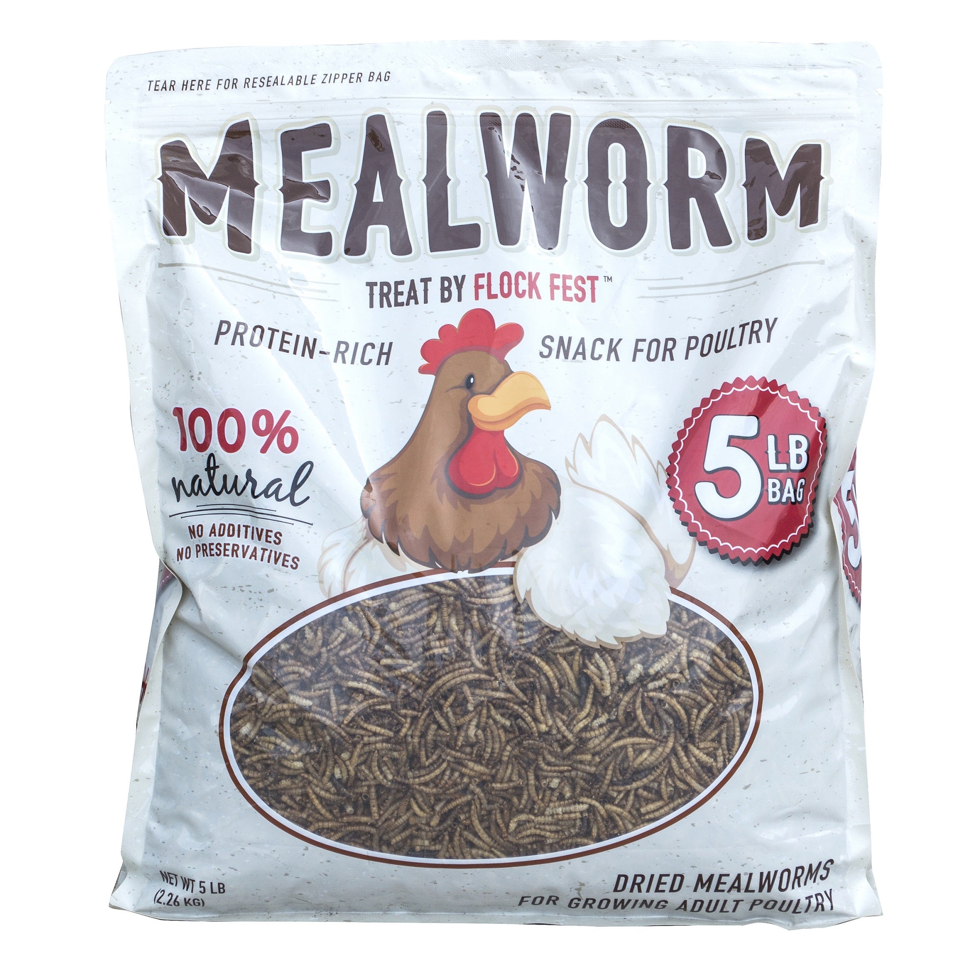 Buffalo Outdoor Dried Mealworms for Chickens, Wild Birds, Ducks, and Small Pets, 5 Lbs Bag