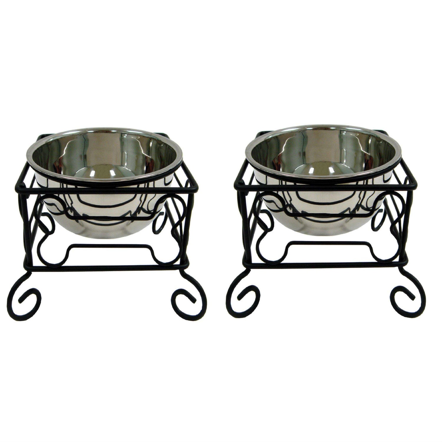 Yml Wrought Iron Stand With Stainless Steel Feeder Bowl  2 Pack