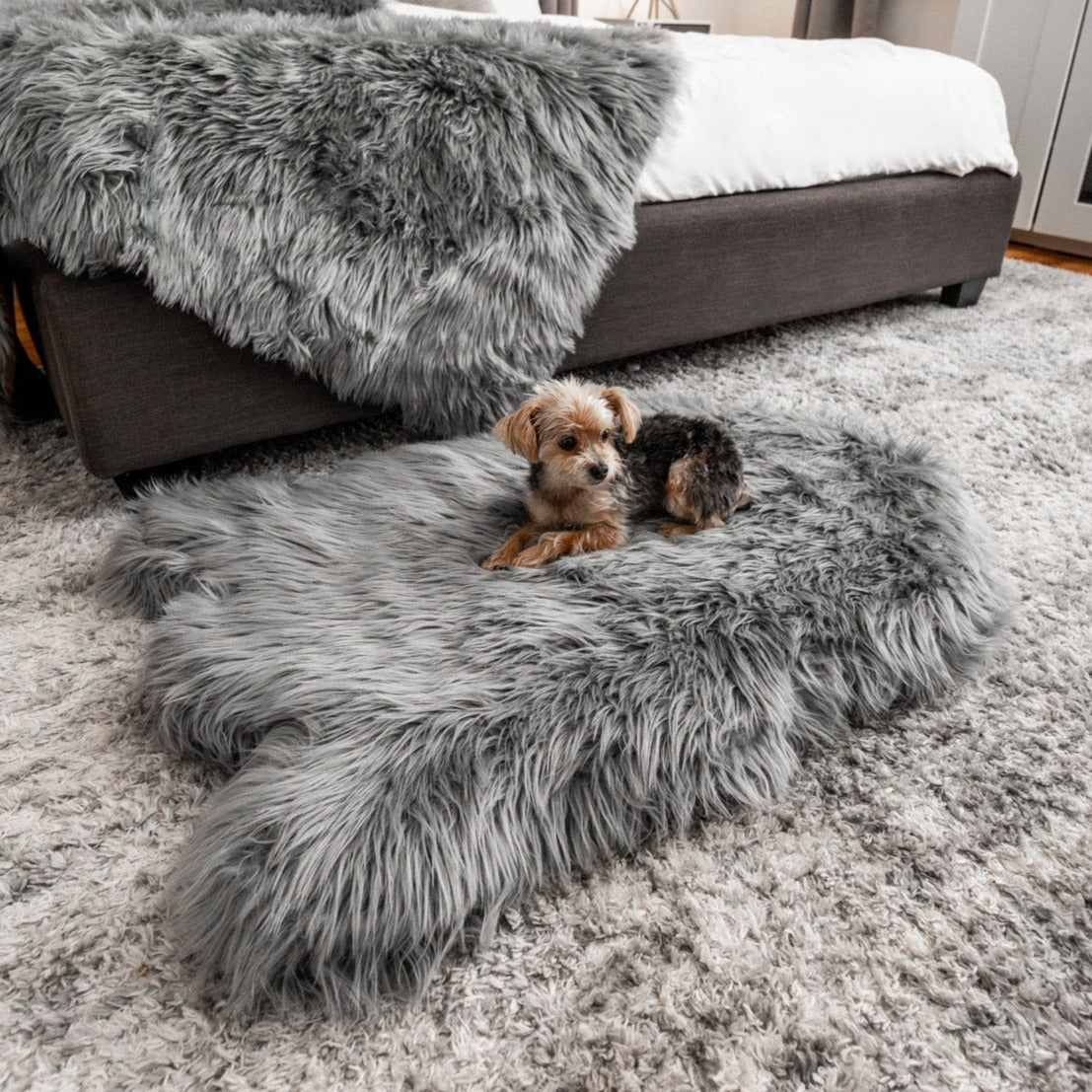 PupRug by Paw.com® Faux Fur Orthopedic Dog Bed - Curve Charcoal Grey