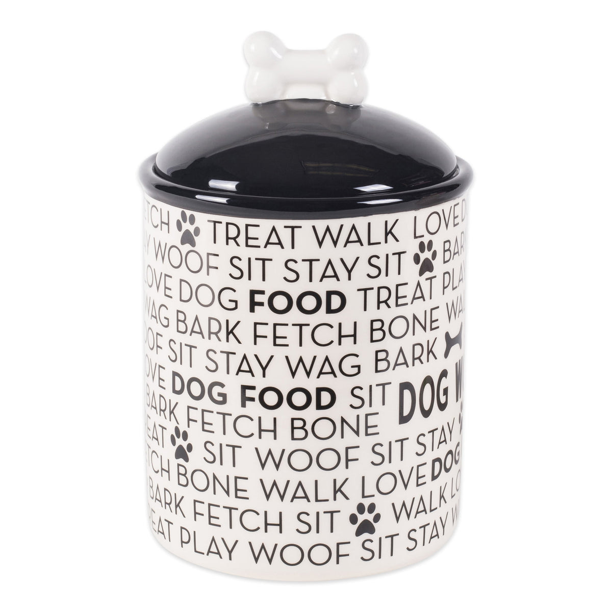 Design Imports cAMZ10523 Black Dog Text ceramic Medium Pet canister