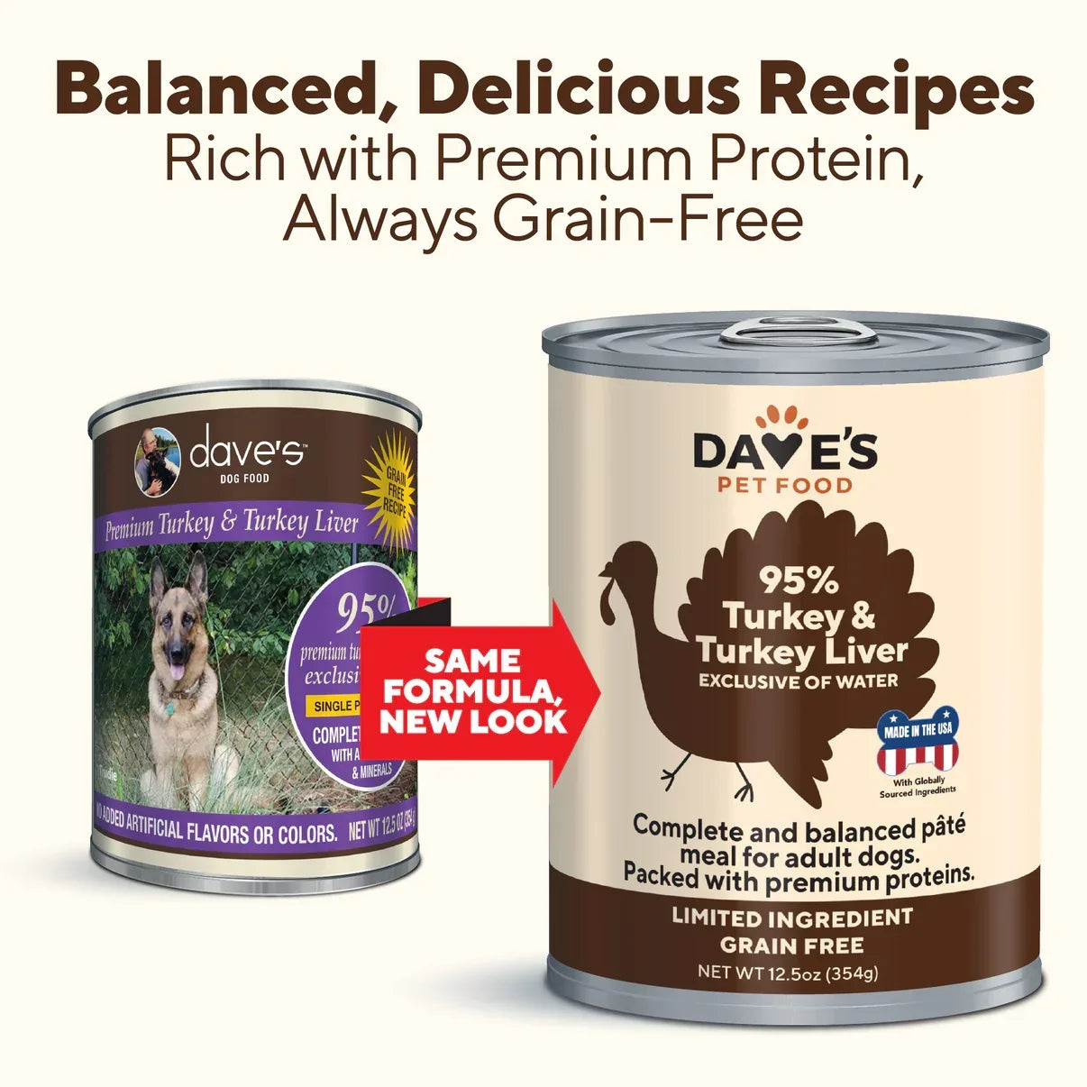 Daves 95% Premium Meats™ Turkey & Turkey Liver For Dogs (12.5oz)