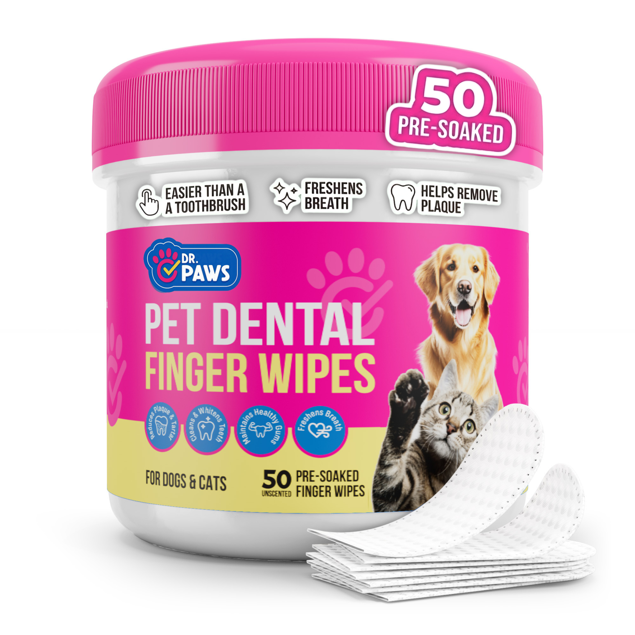 Dental Finger Wipes for Teeth Cleaning (50 Count)