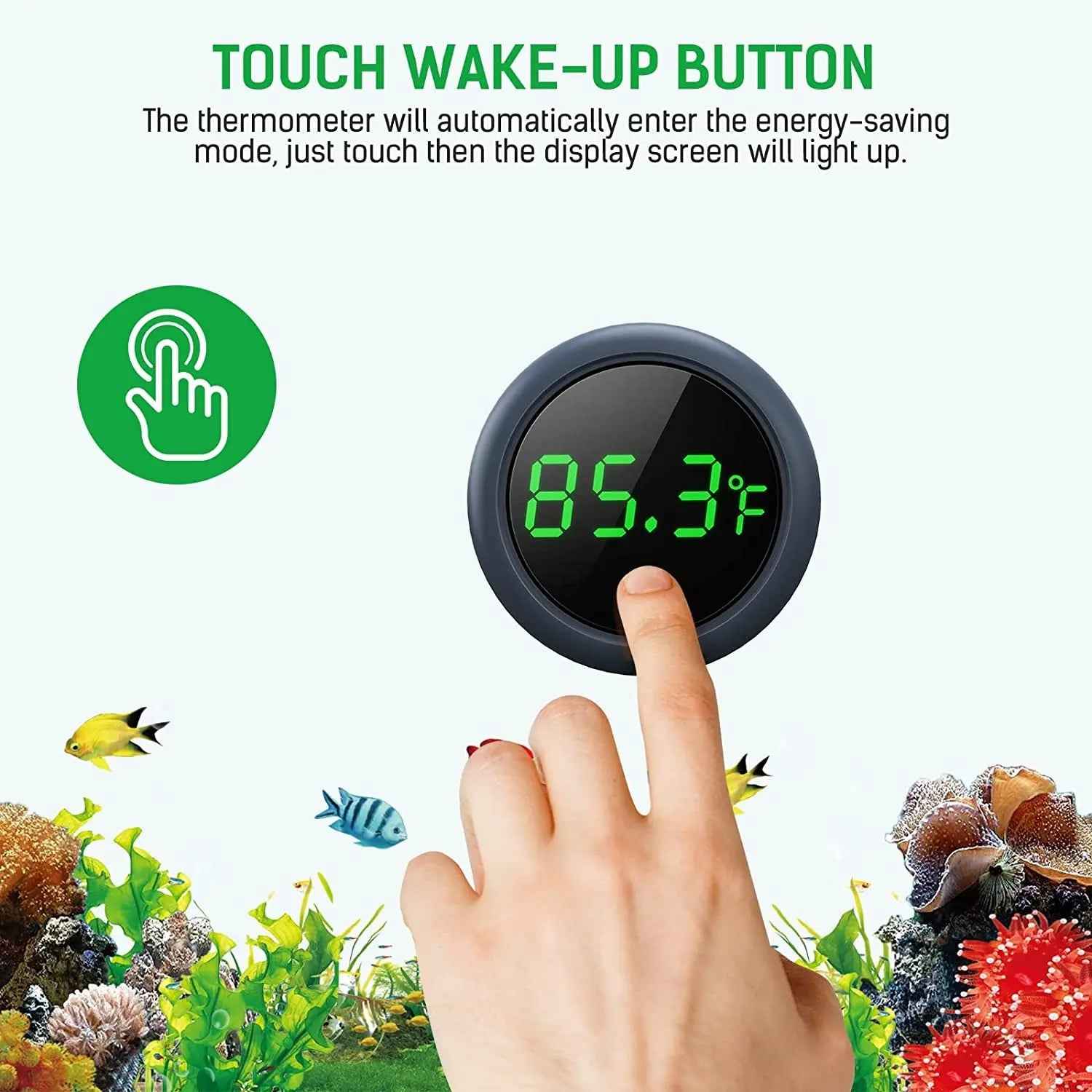 Digital Aquarium Thermometer LED Stick-On Tank Gauge ±0.9°F