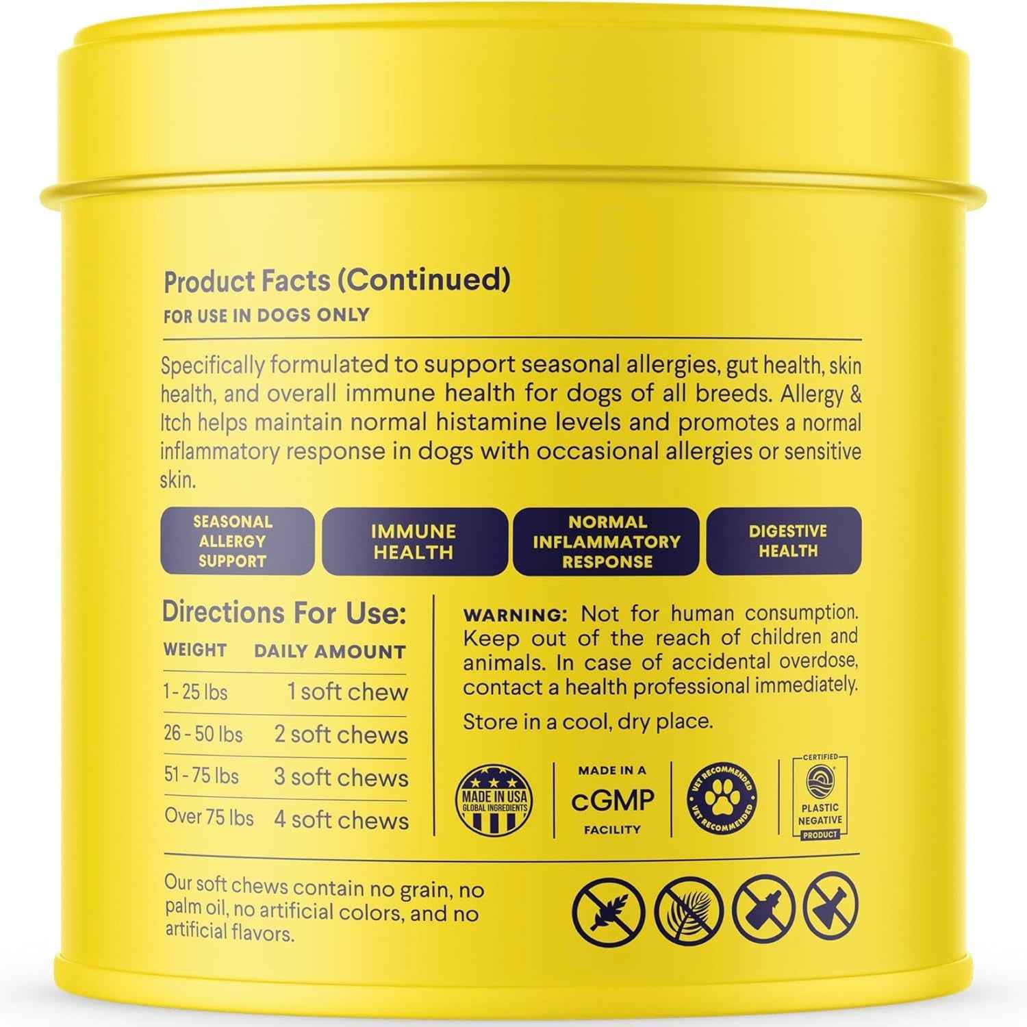 Dog Allergy Chews for Itch Relief, Skin & Immune, 90 Ct