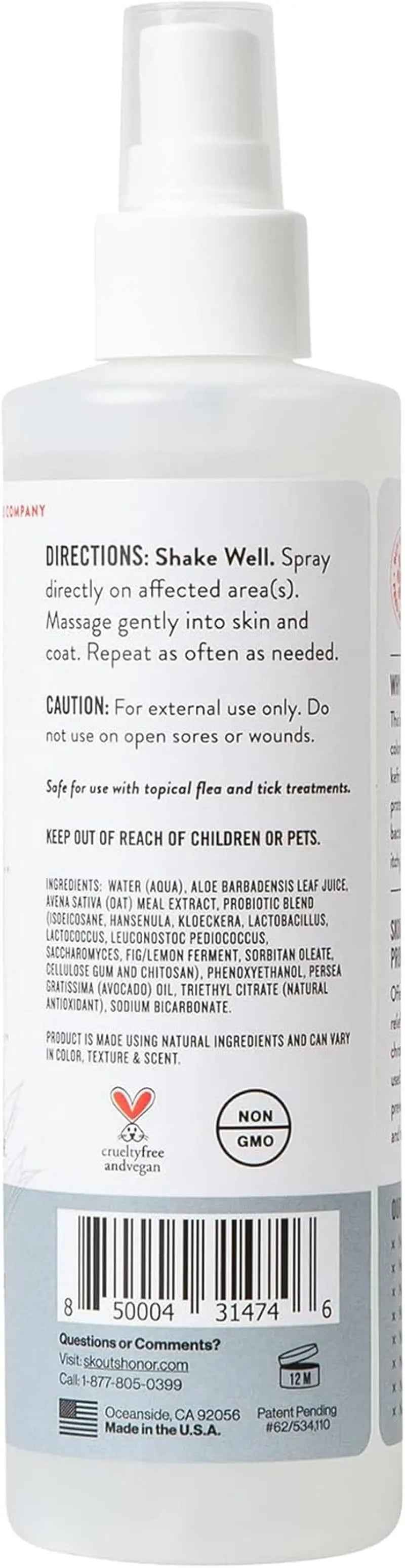 Probiotic Itch Relief Spray for Dogs & Cats Aloe Avocado