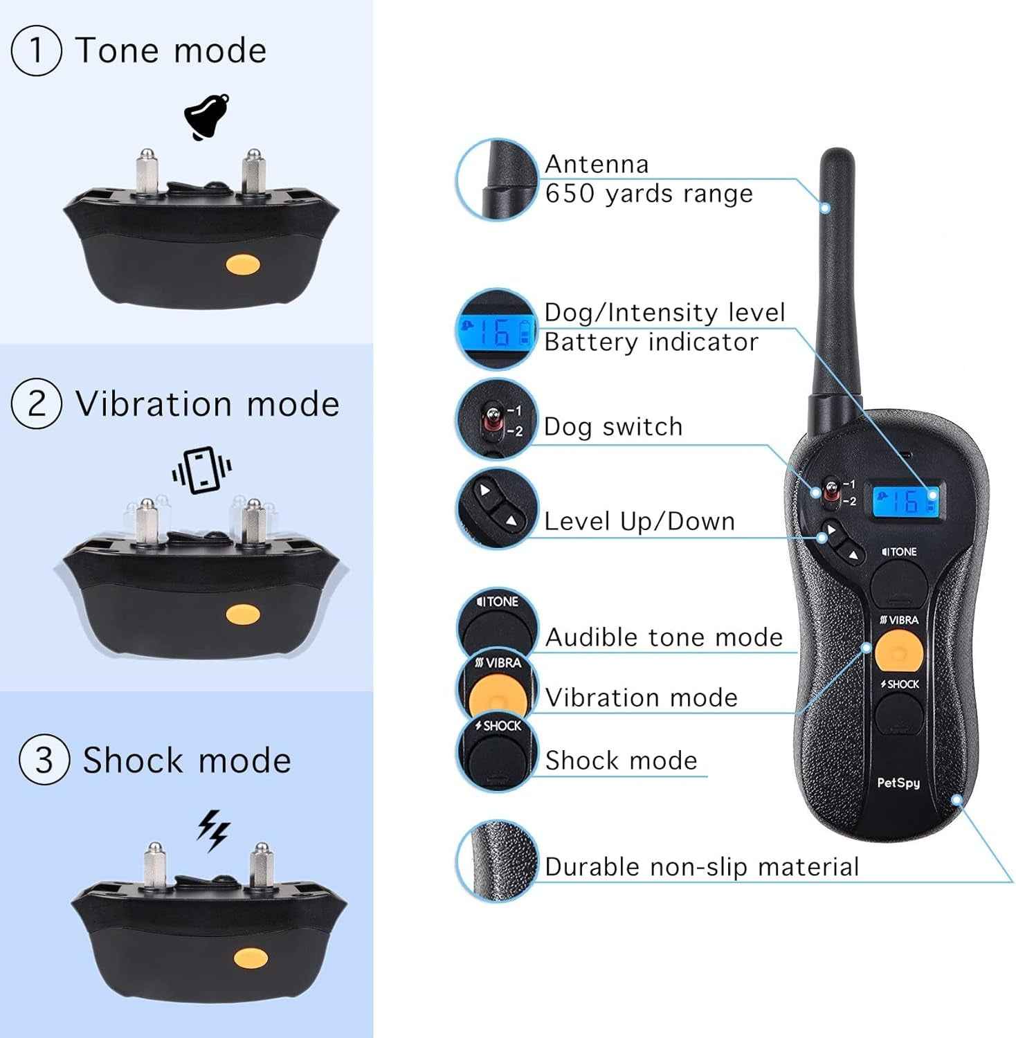 Waterproof Dog Training Collar, Remote for 1-2 Dogs