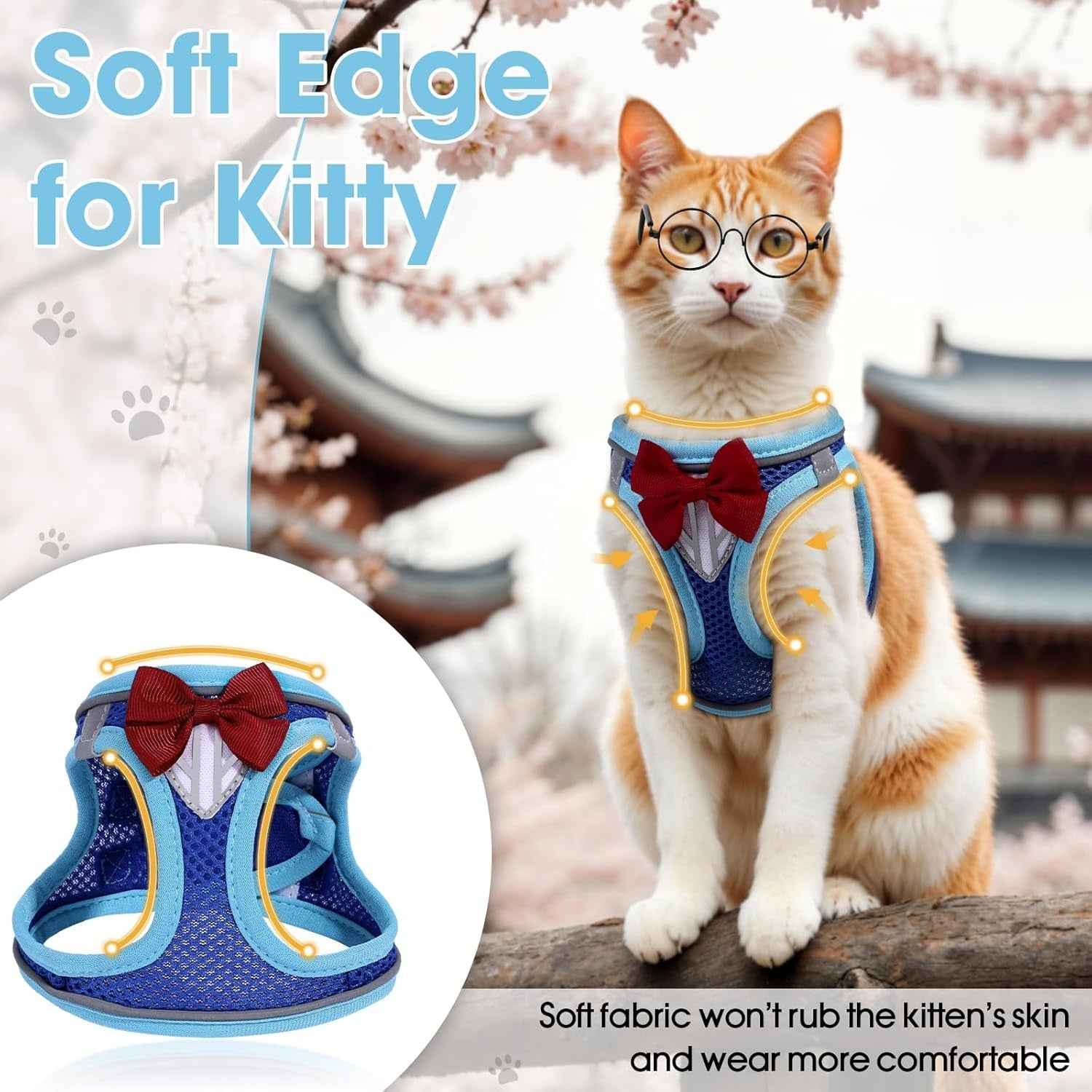 Escape-Proof Cat Harness & Leash Set – Reflective, Adjustable, Breathable