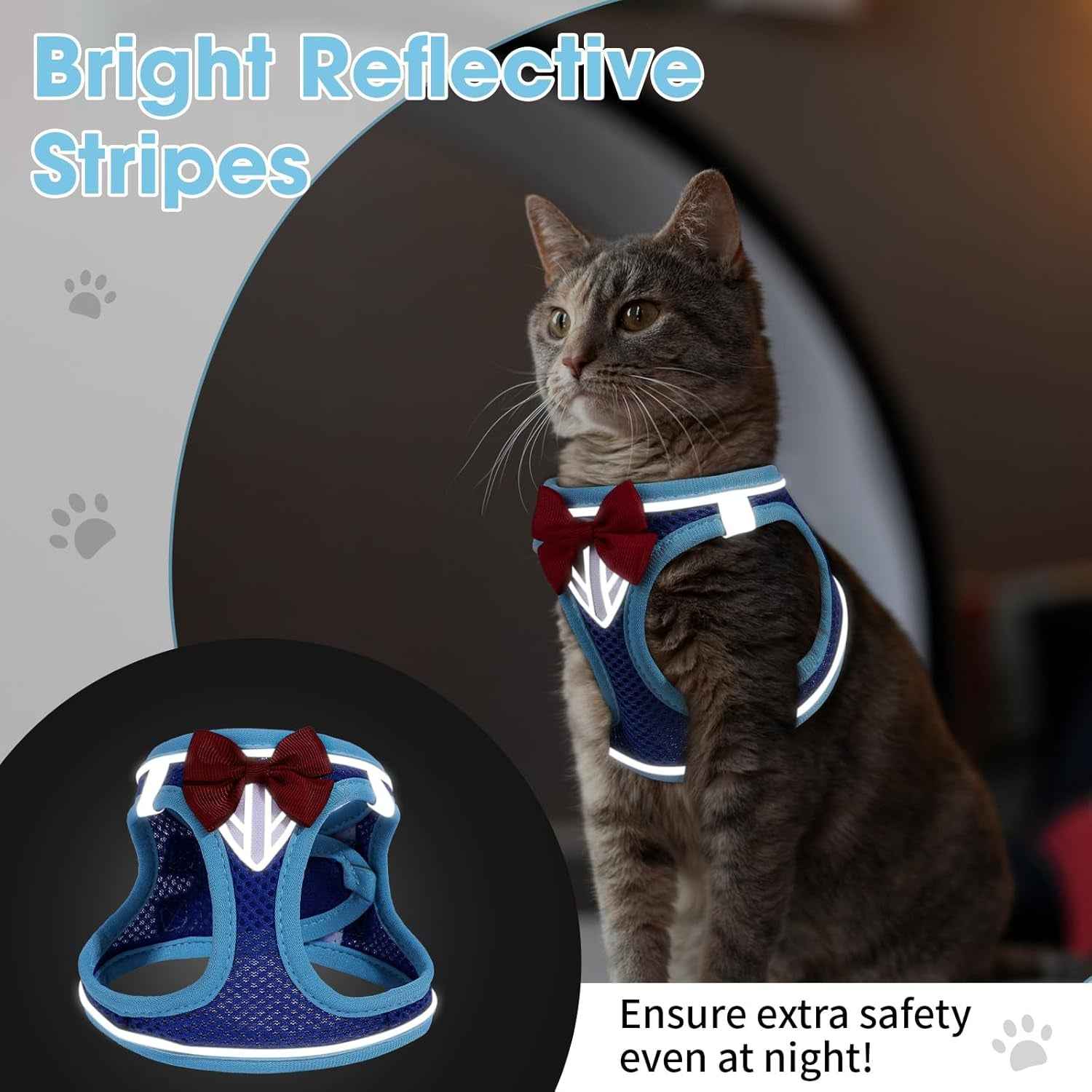 Escape-Proof Cat Harness & Leash Set – Reflective, Adjustable, Breathable