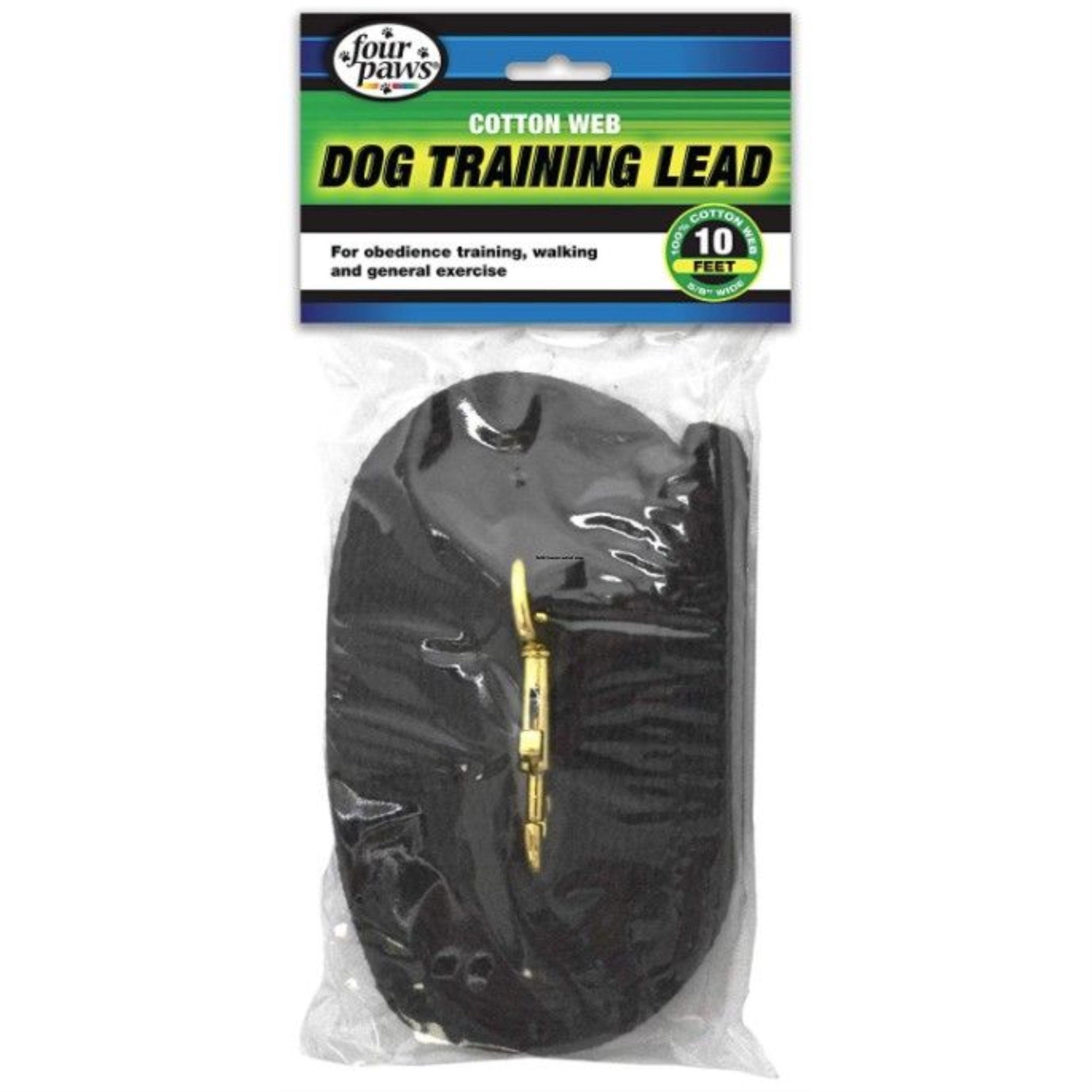 Four Paws Cotton Web Dog Lead Black 10 Feet