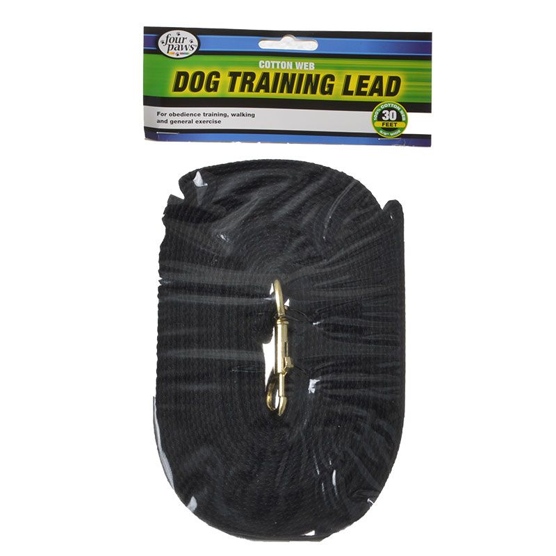 Four Paws Cotton Web Dog Lead Black 30 Feet