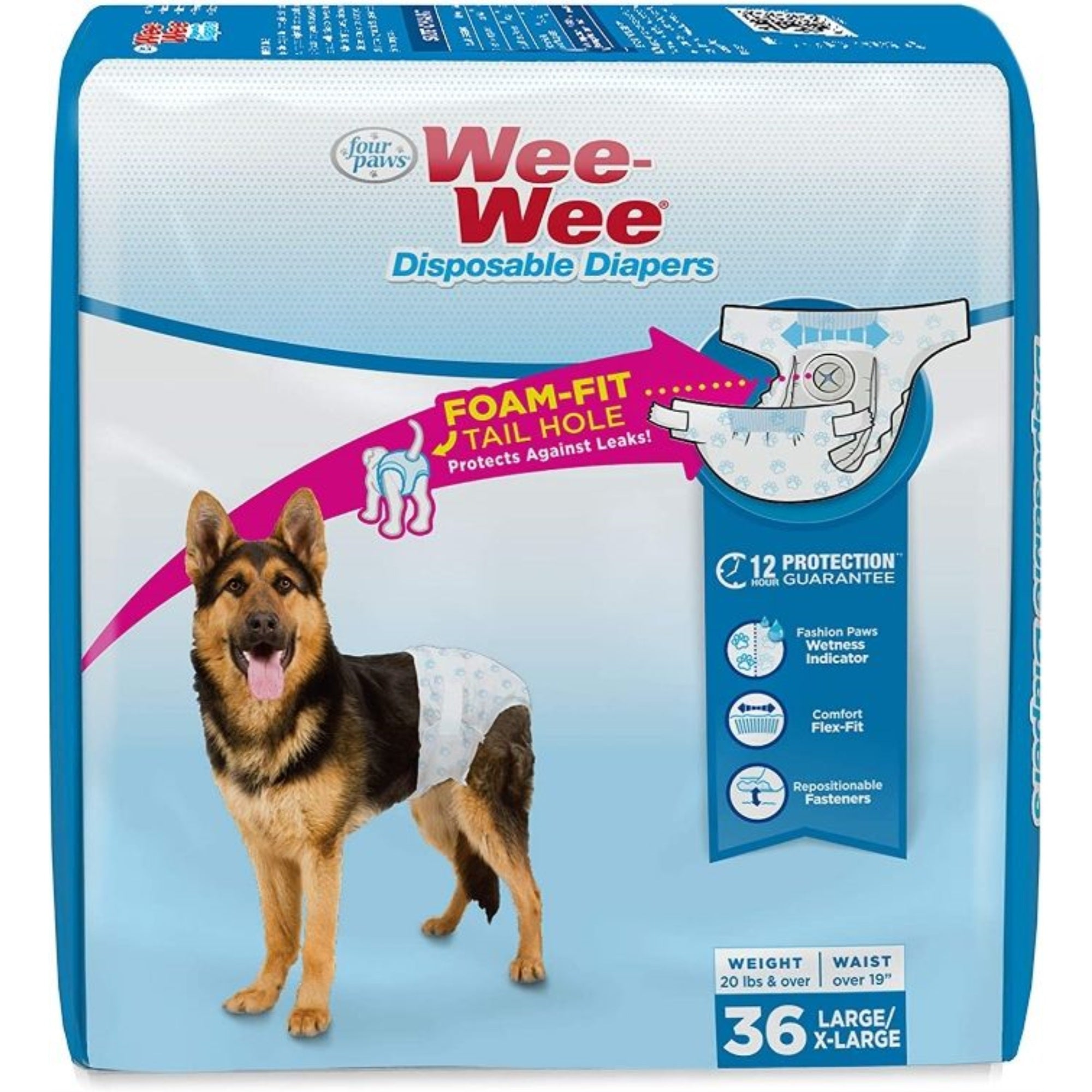 Four Paws Wee Wee Disposable Diapers Large 36 count