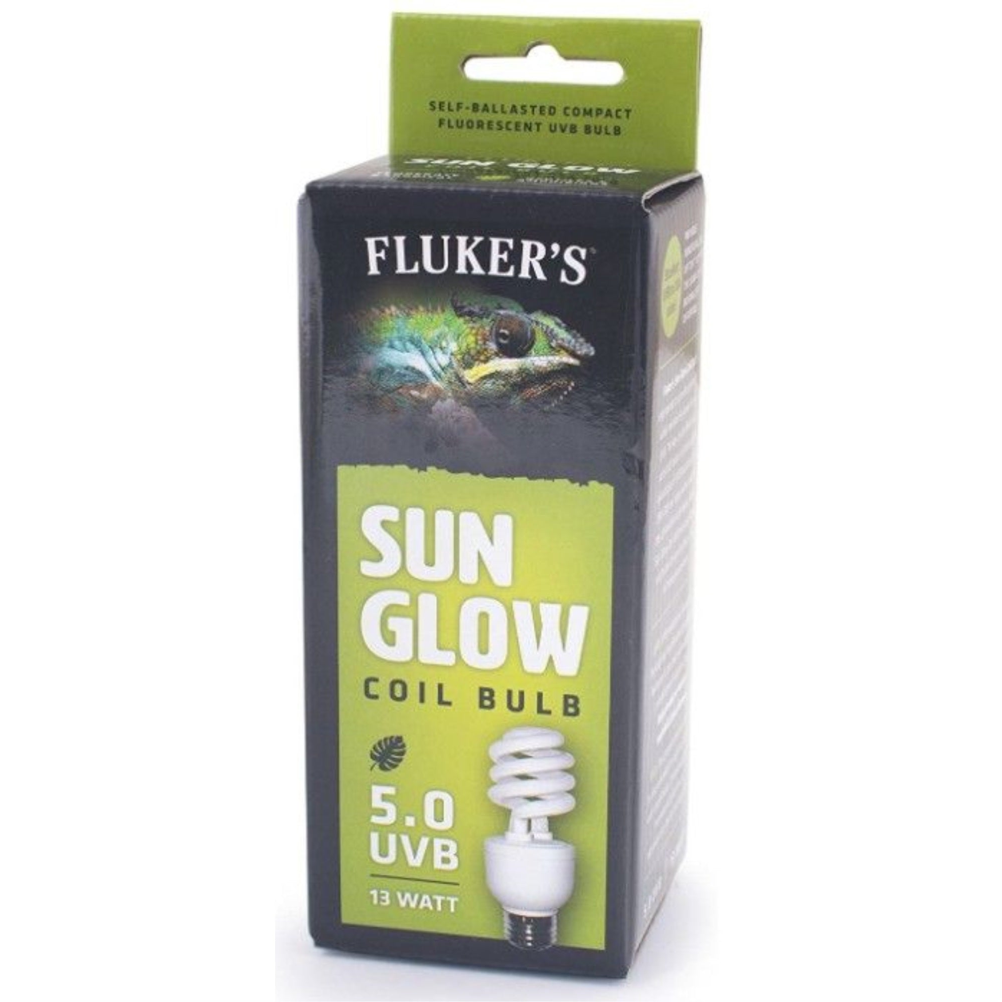 Fluker's Sun Glow 5.0 UVB Coil Bulb for Tropical Reptiles, 13 Watt, Black - Stimulates Vitamin D Synthesis in Captive Reptiles