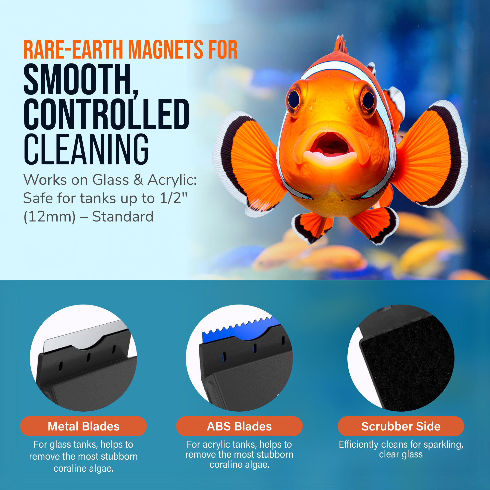 Flipper Edge 2 in 1 Floating Magnetic Aquarium Algae Cleaner (Standard)