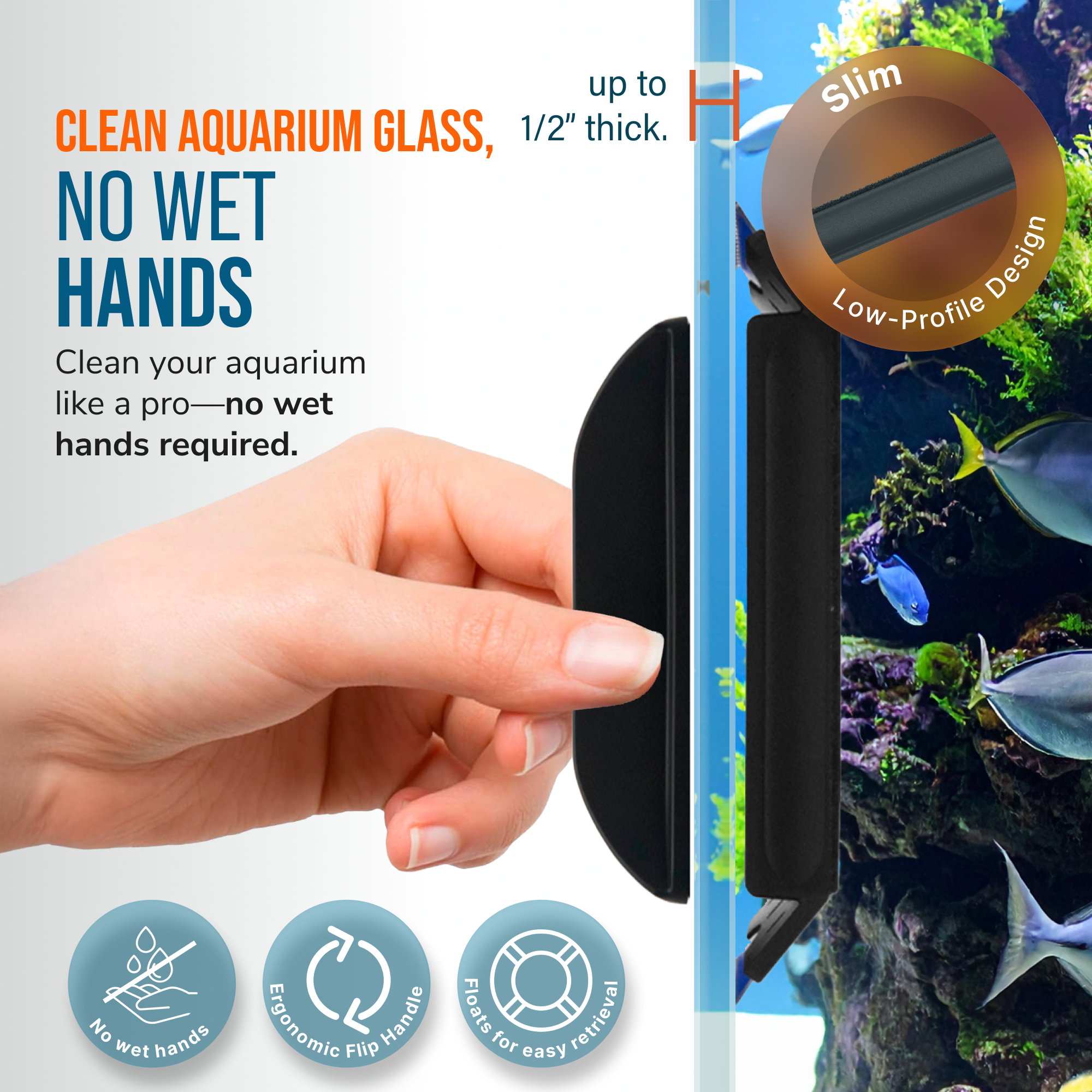 Flipper Edge 2 in 1 Floating Magnetic Aquarium Algae Cleaner (Standard)