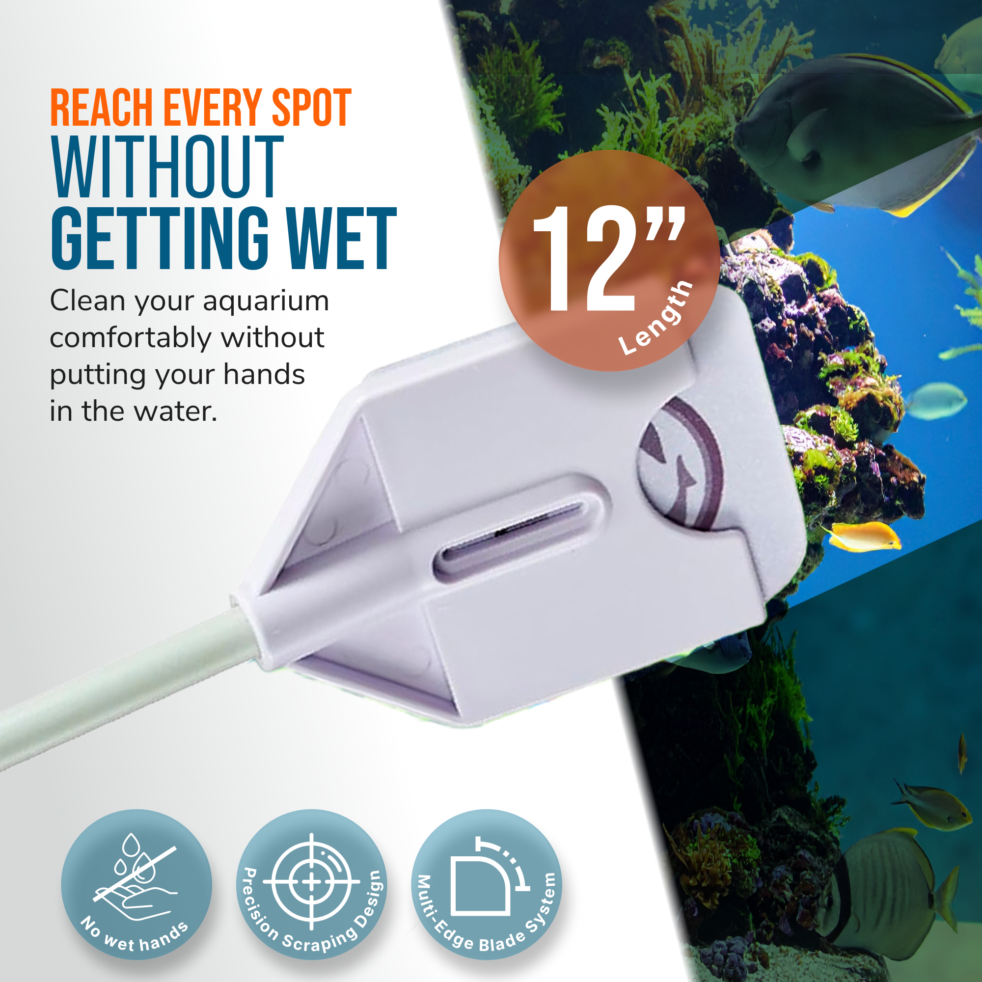 Flipper Platinum NANO Aquarium Algae Scraper 12"