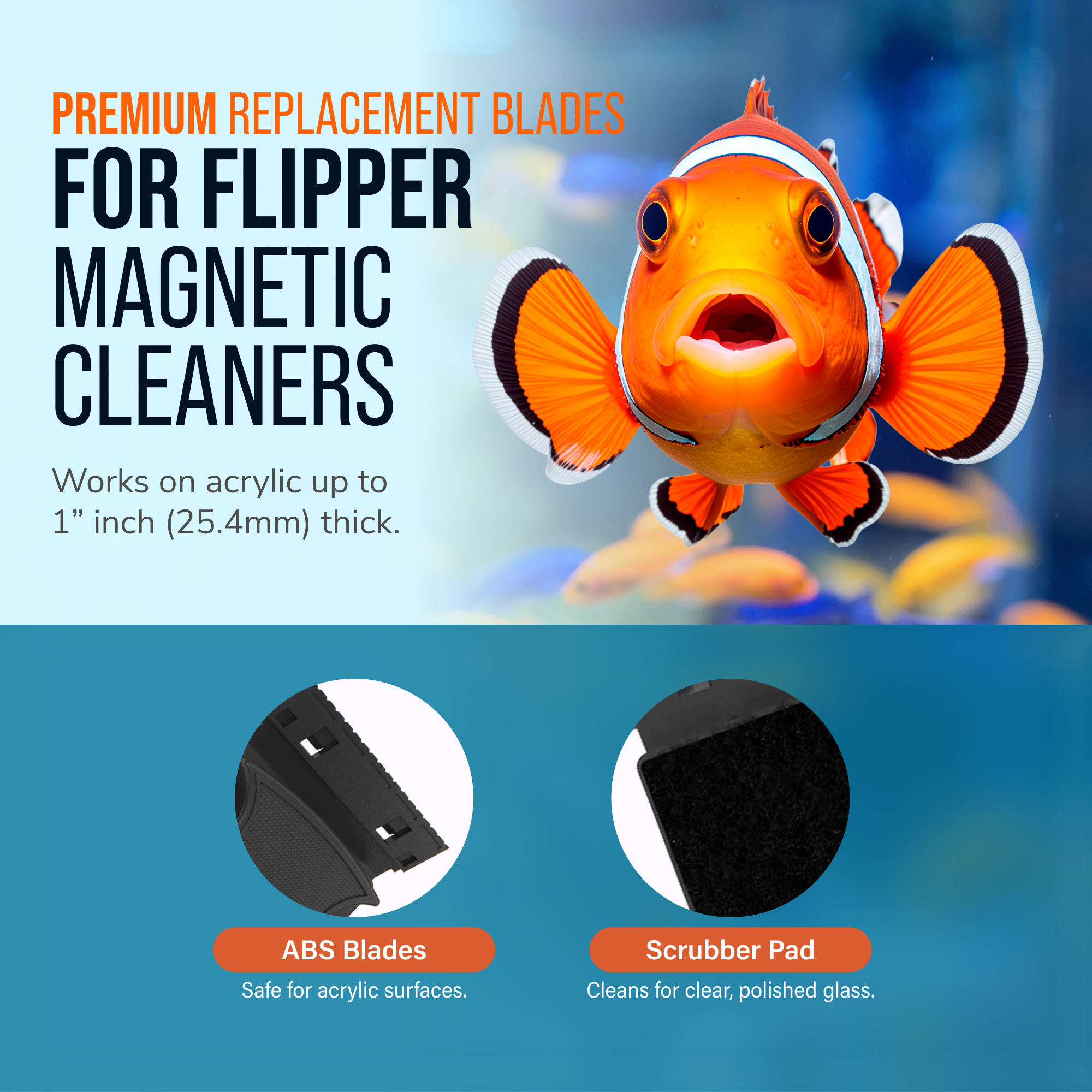 Flipper Max ABS Replacement Blades 3 Pack - Acrylic Tanks
