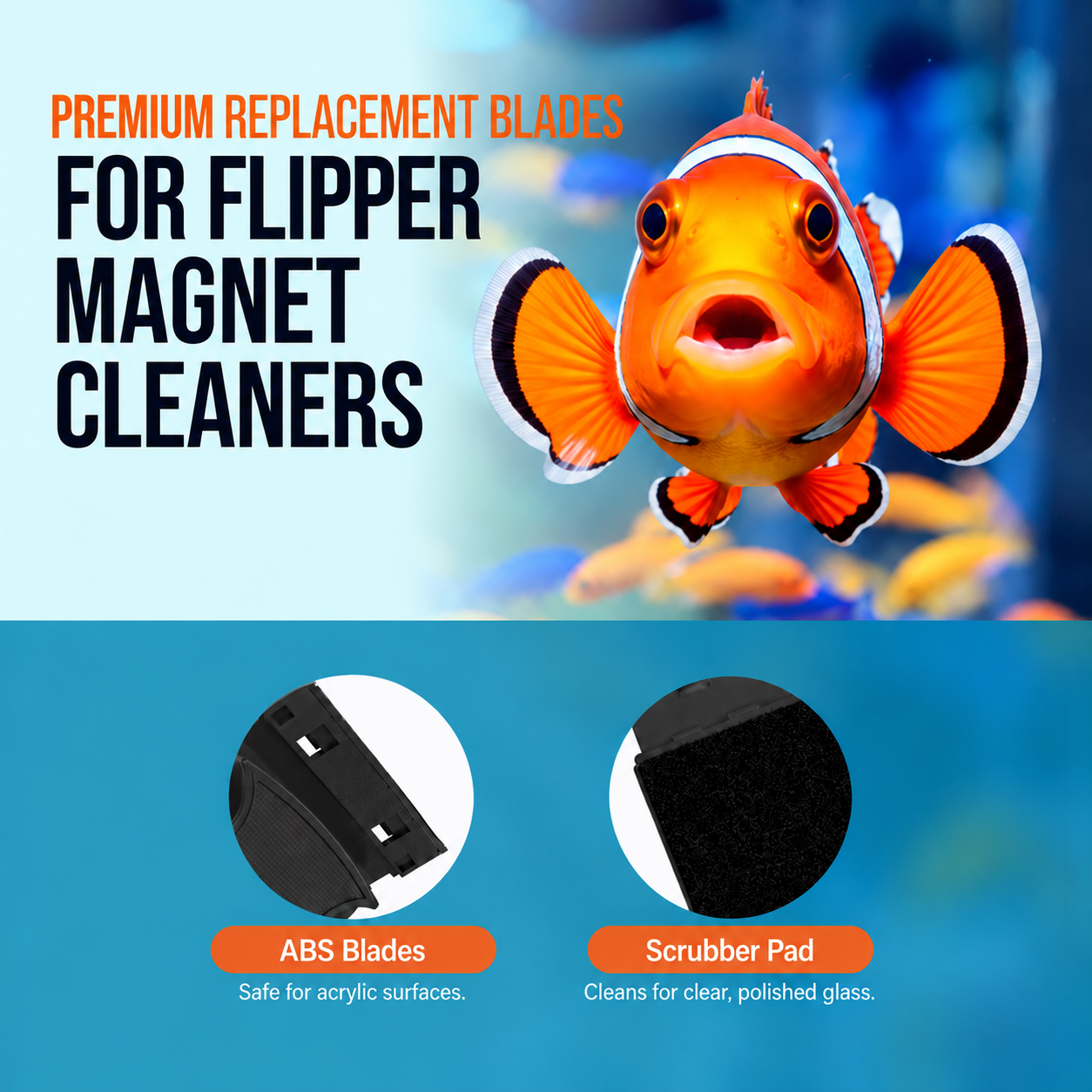 Flipper MAX ABS Replacement Blades Straight Edge 5 Pack - Acrylic Tanks