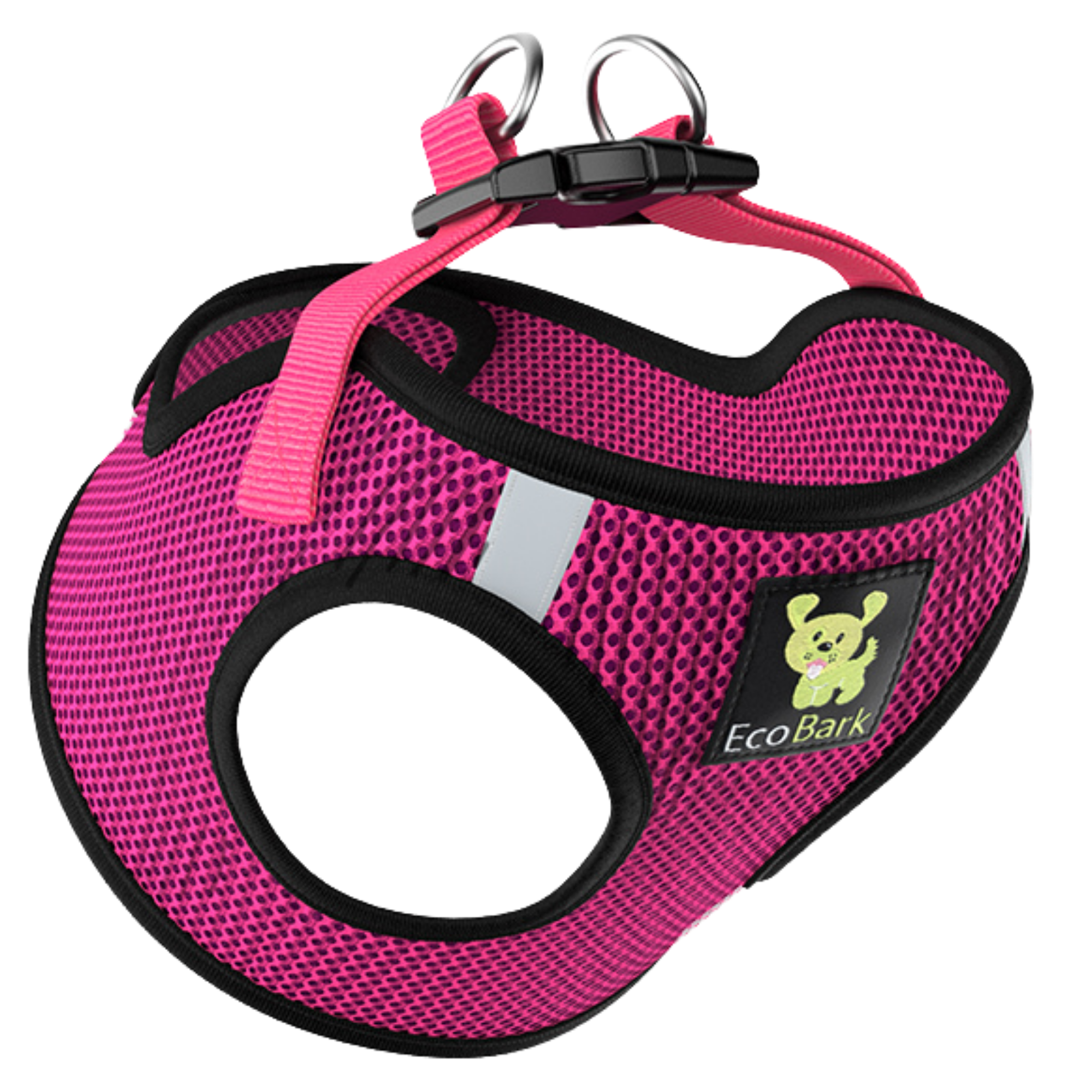 EcoBark Fuchsia Step In Dog Harness - Reflective Soft Mesh Harness for Teacup, Small Dogs and Puppies / Fuchsia Sport