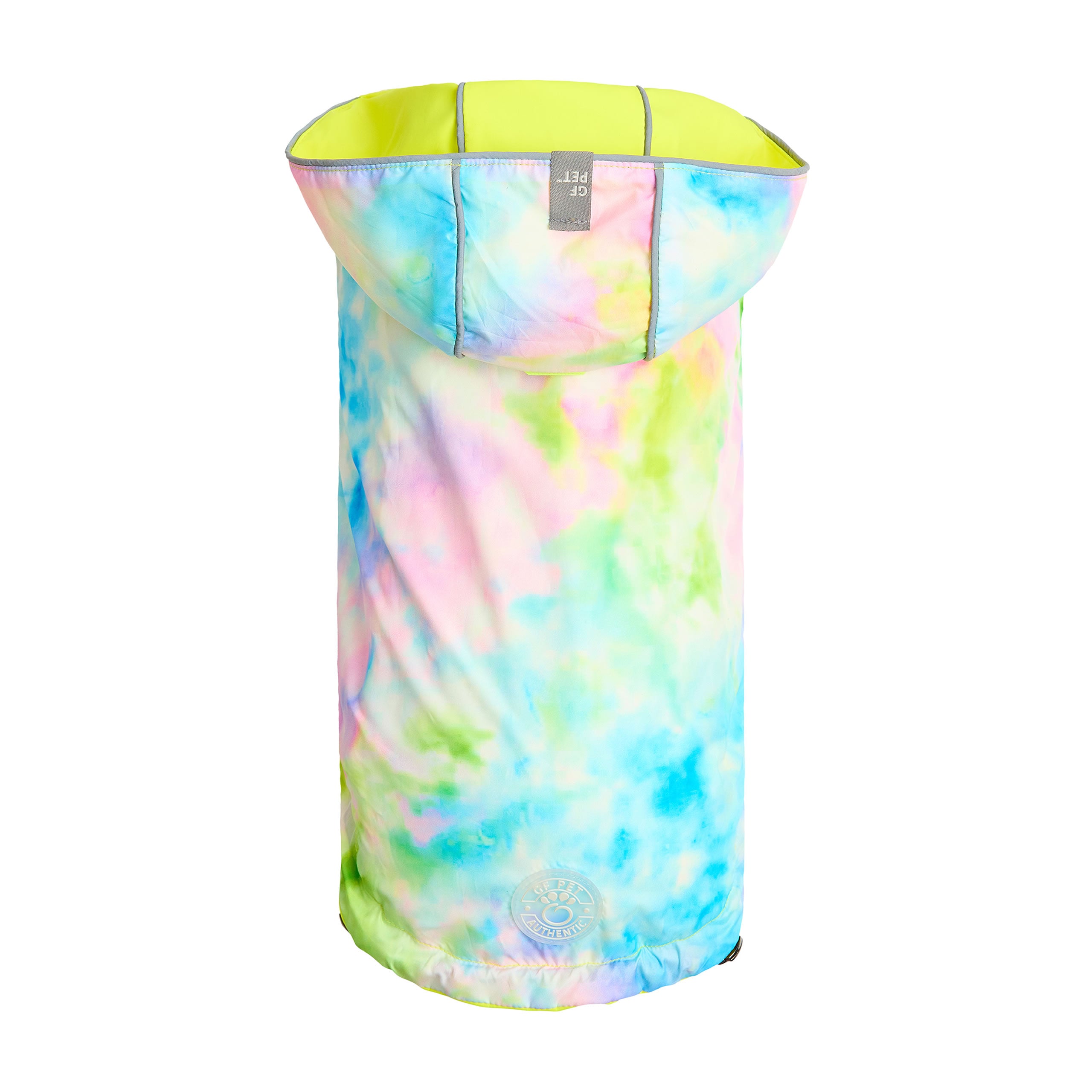 Gf Pet Reversible Raincoat - Neon Yellow With Tie Dye - Xl