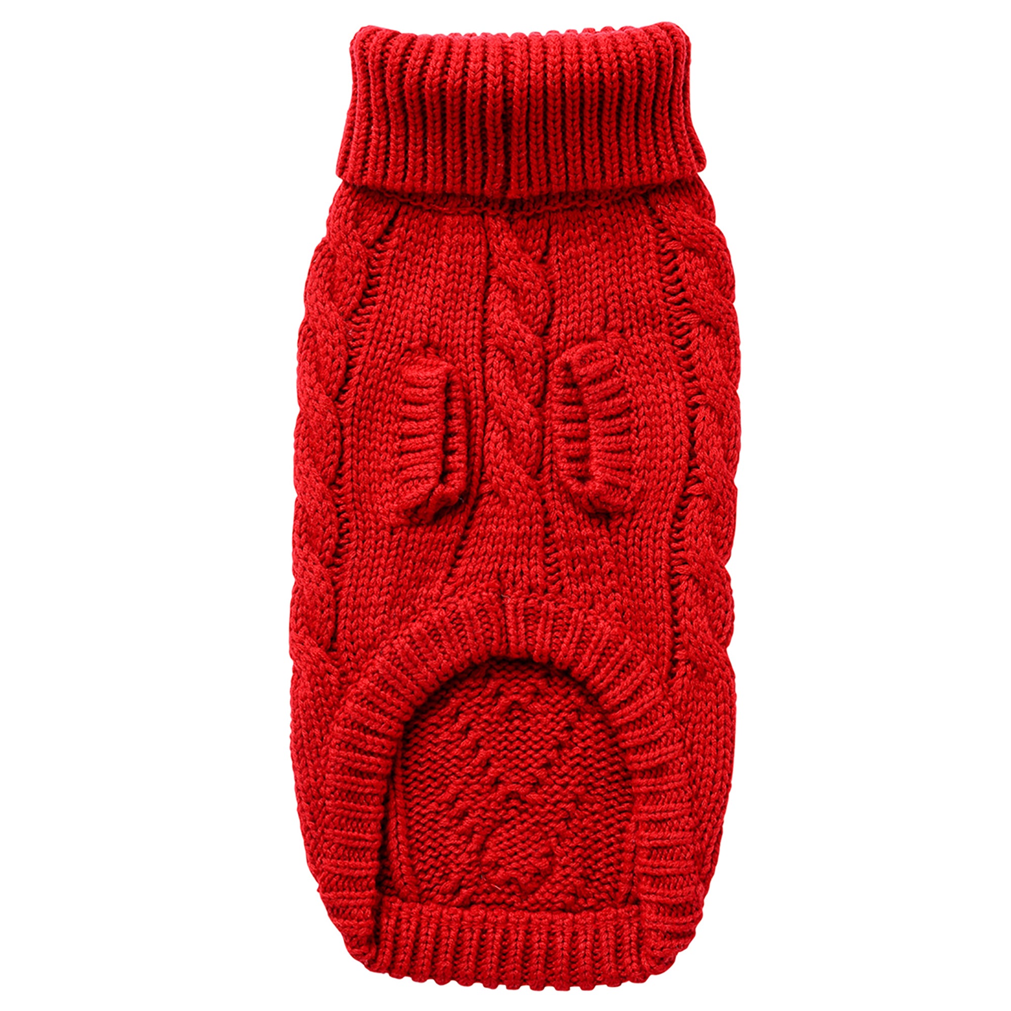 Gf Pet Chalet Cable Knit Dog Sweater - Snuggly Turtleneck Pullover For Small Medium Large Dogs | Chunky Knit Stretch Fit | Soft Ribbed Acrylic | Multi-Knit Doggy Sweaters - Red - 2X Large