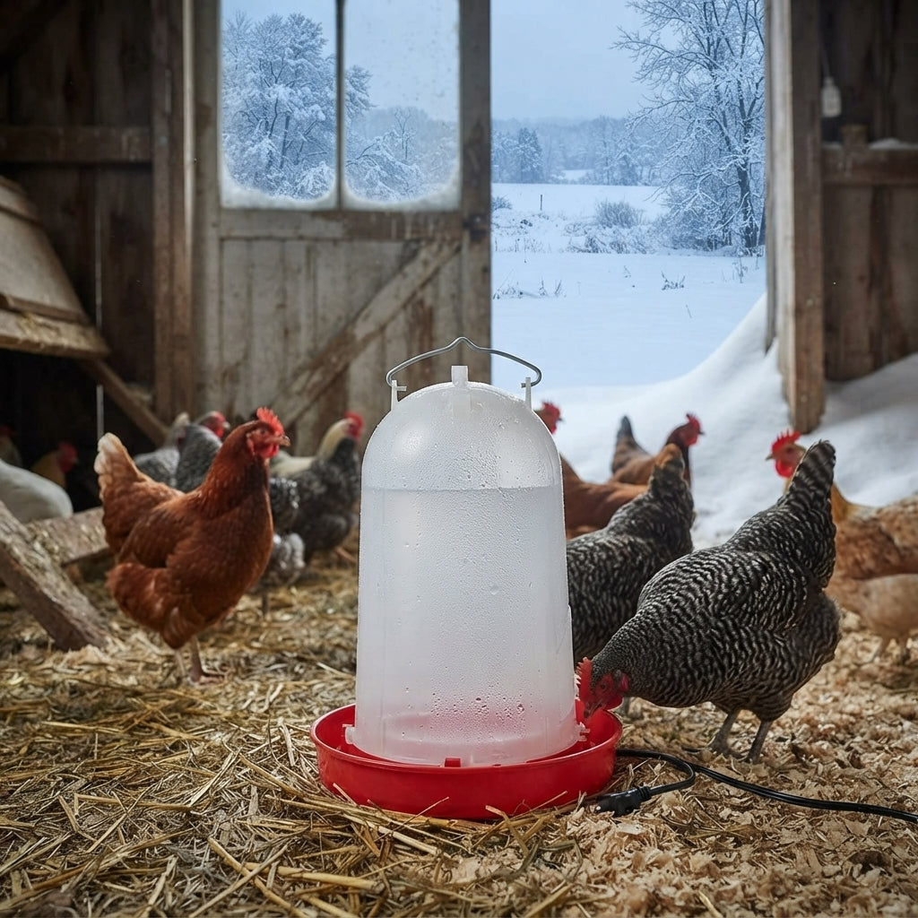 API Heated Chicken or Bird Waterer Heated Poultry Waterer 3 Gallon