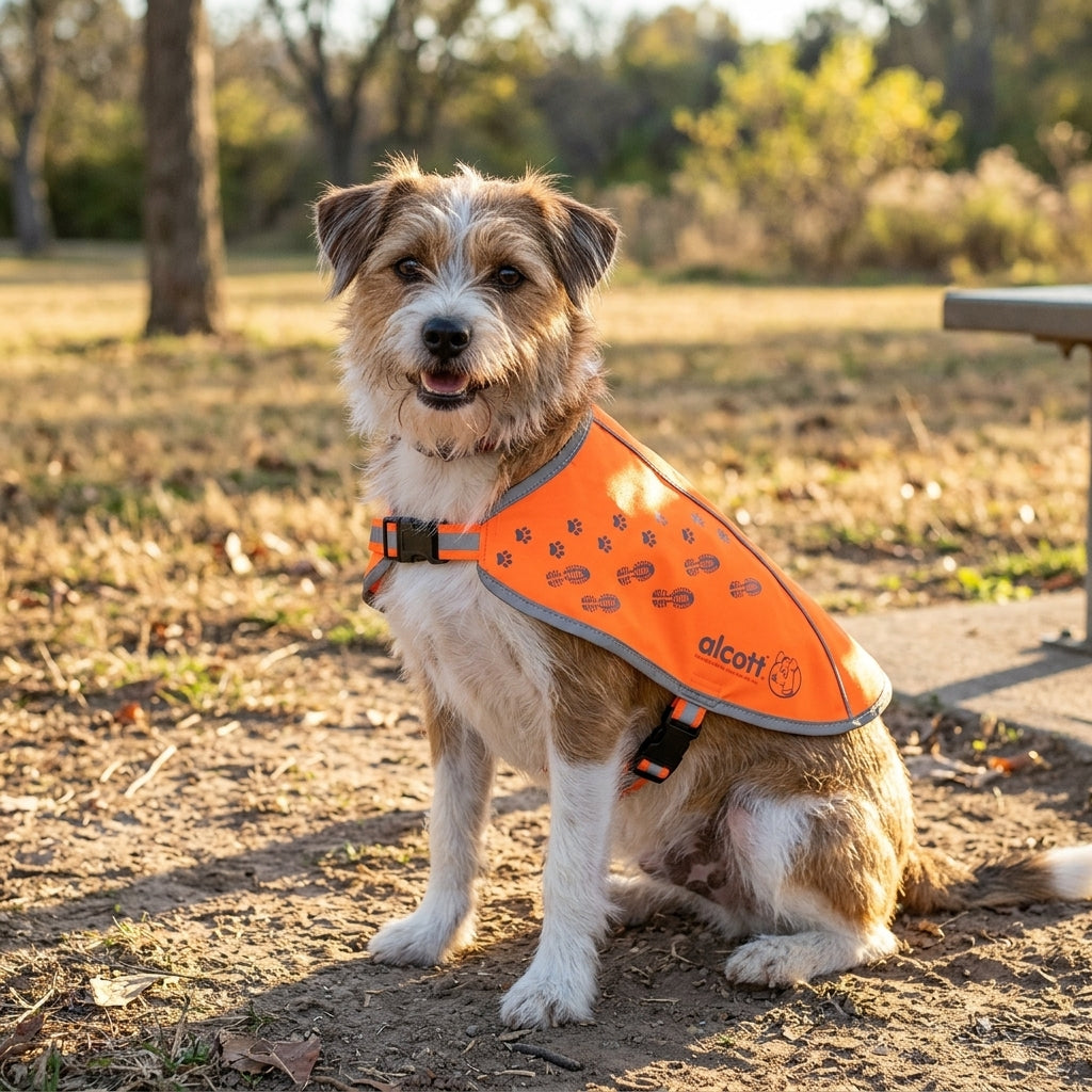 Alcott Visibility Dog Adjustable Vest with Reflective Trim Small Neon Orange