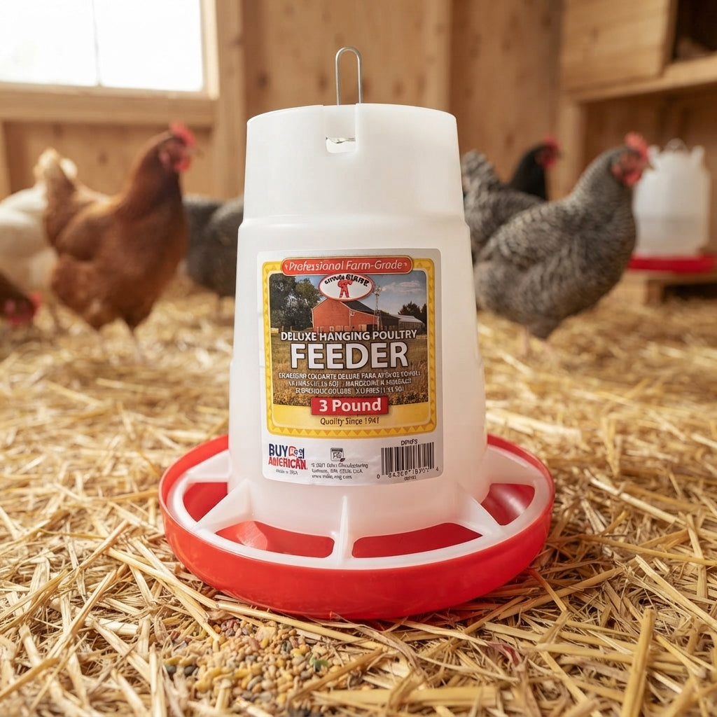 Little Giant Deluxe Poultry Feeder 3lb Hanging Chicken Feeder BPA-Free Plastic