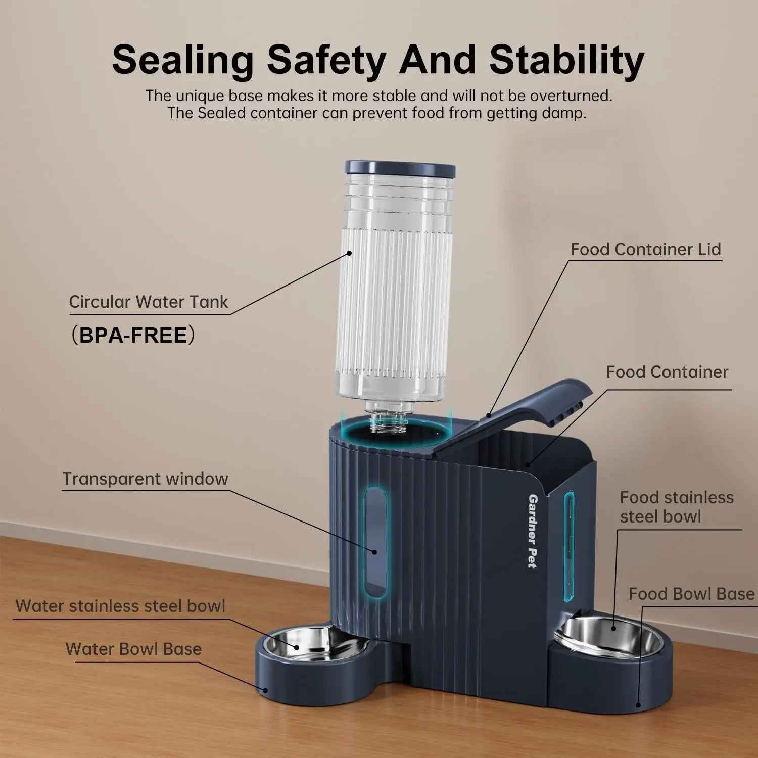 Gravity Pet Feeder & Water Dispenser Set with Stainless Steel Bowls