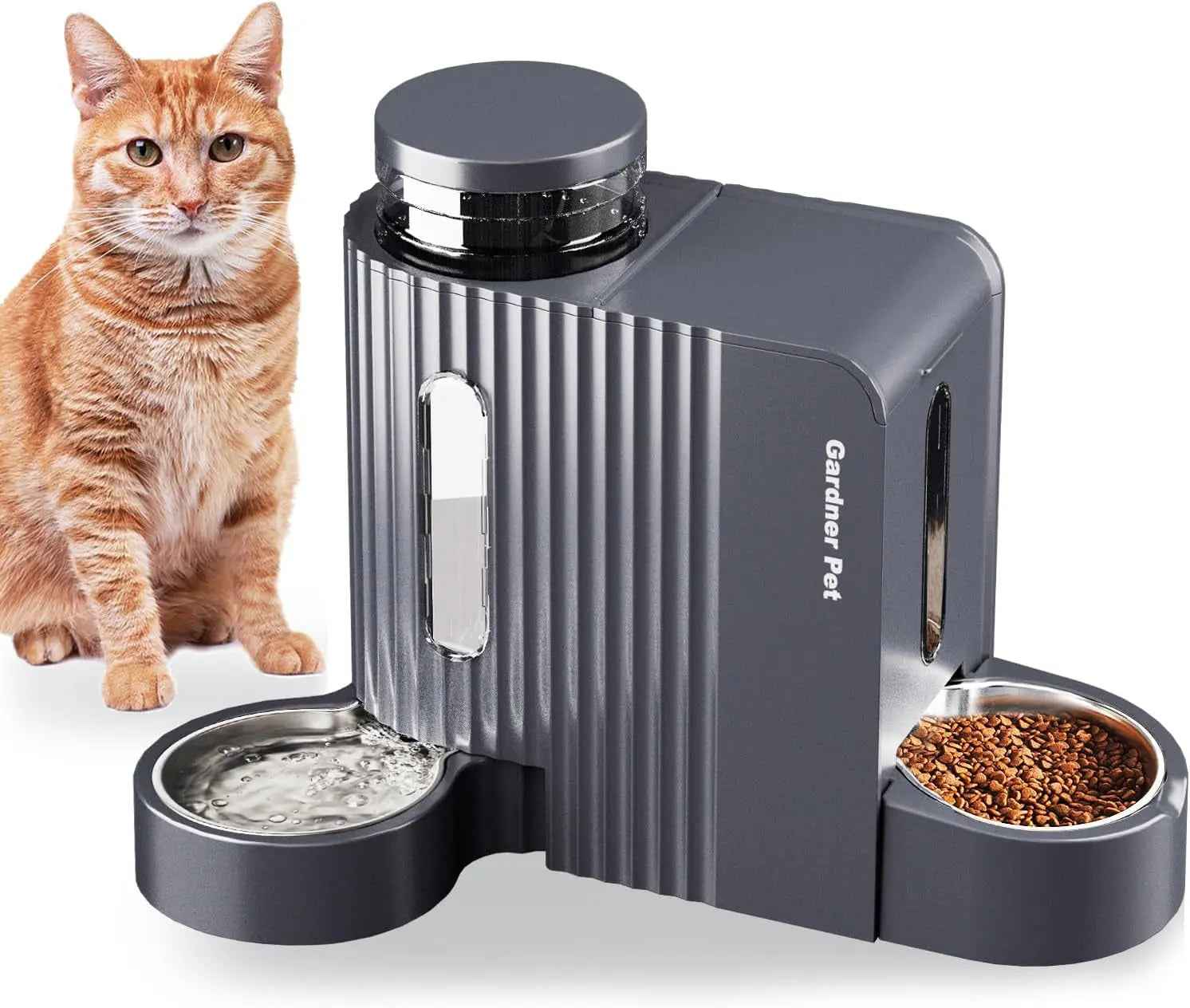 Gravity Pet Feeder & Water Dispenser Set with Stainless Steel Bowls