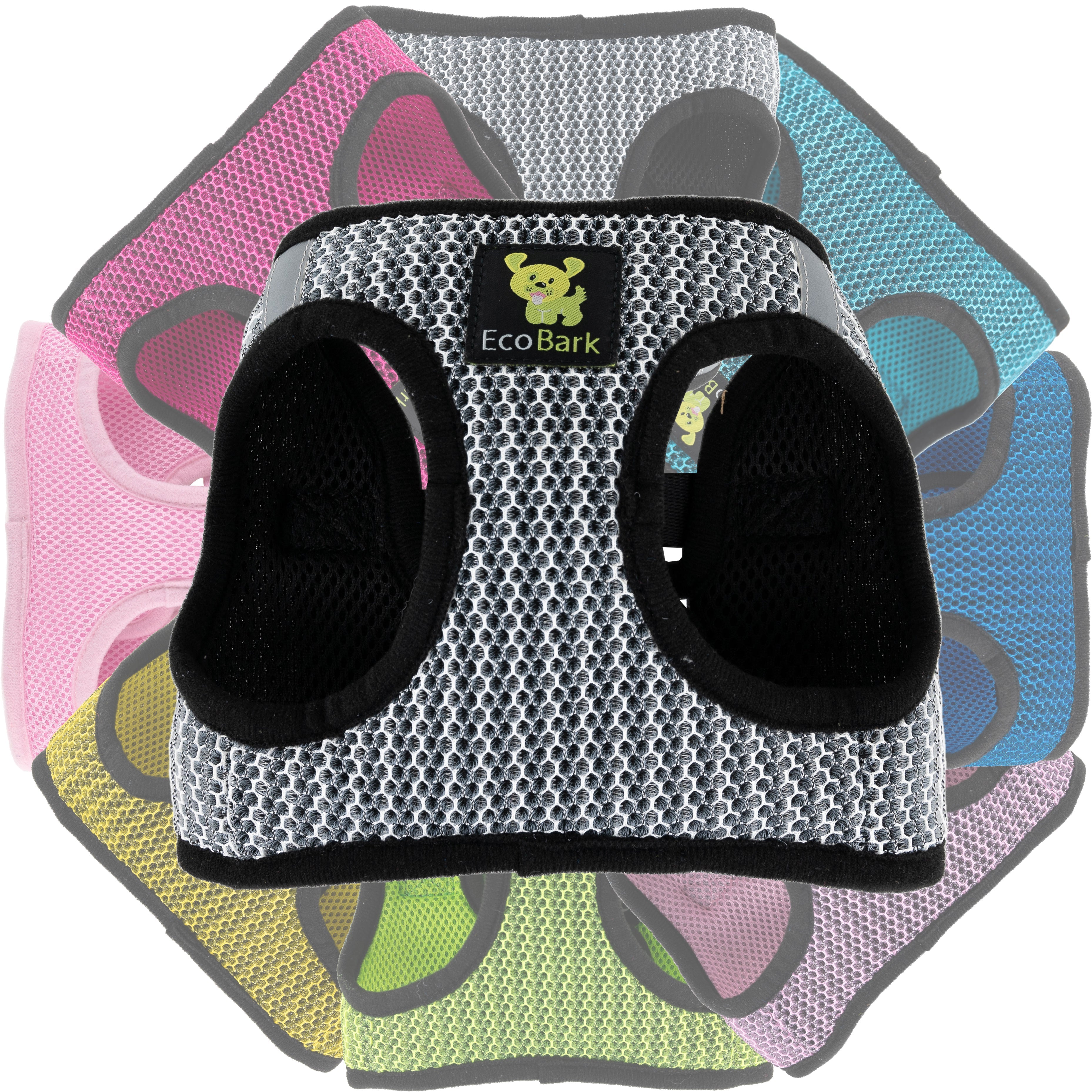 EcoBark Step In Dog Harness - Teacup & Small Breeds- Reflective Soft Mesh Harness for Teacup, Small Dogs and Puppies / Steel Gray