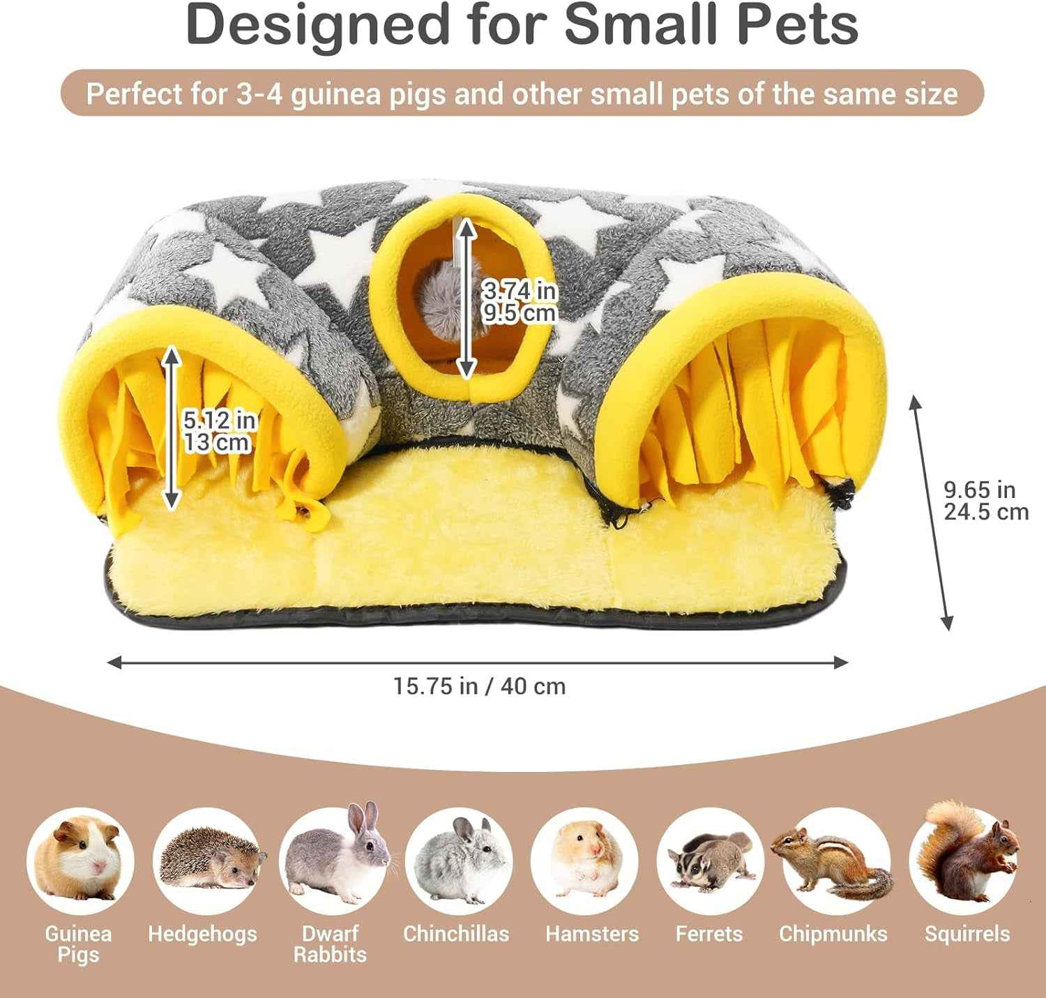Guinea Pig Tunnel Bed Hideout for Rabbits & Hamsters