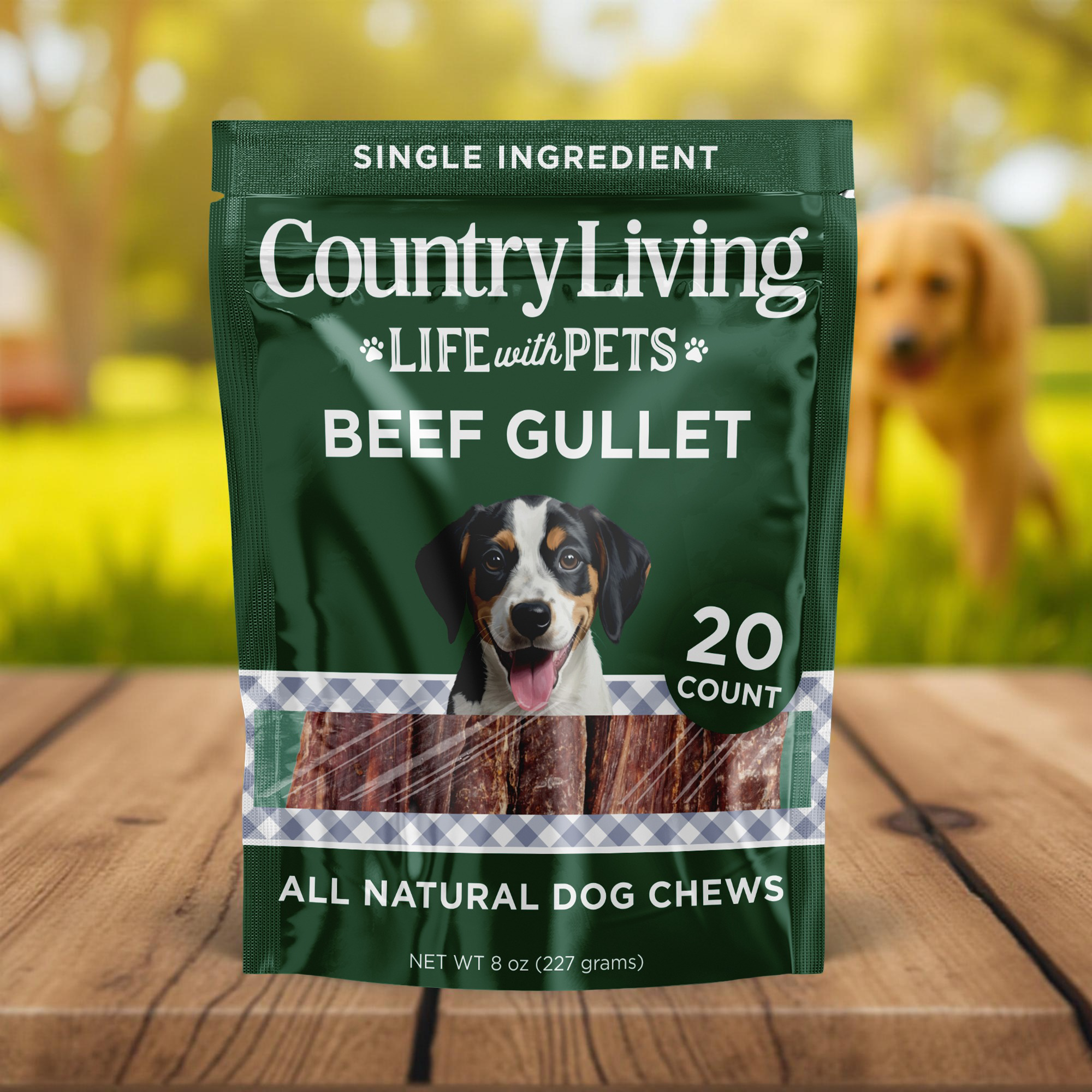 Country Living 6” Gullet Flats Dog Treats – 20 Count Bag – All-Natural Beef Esophagus Chews – High-Protein, Easily Digestible, Single-Ingredient Dog Treats – Grain-Free & Long-Lasting