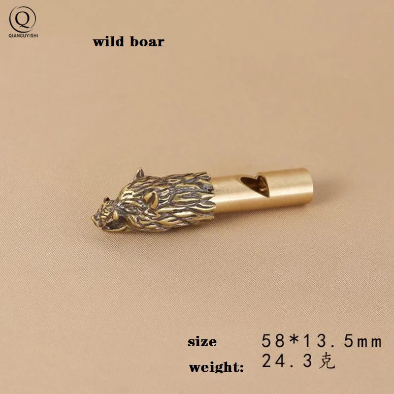 Pure Brass Outdoor Skull Whistle Keyring Hanging Jewelry Copper Training High Pitch Whistles Pendants Gifts Key Chain Ring DIY