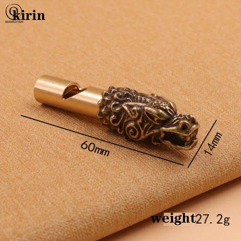 Pure Brass Outdoor Skull Whistle Keyring Hanging Jewelry Copper Training High Pitch Whistles Pendants Gifts Key Chain Ring DIY