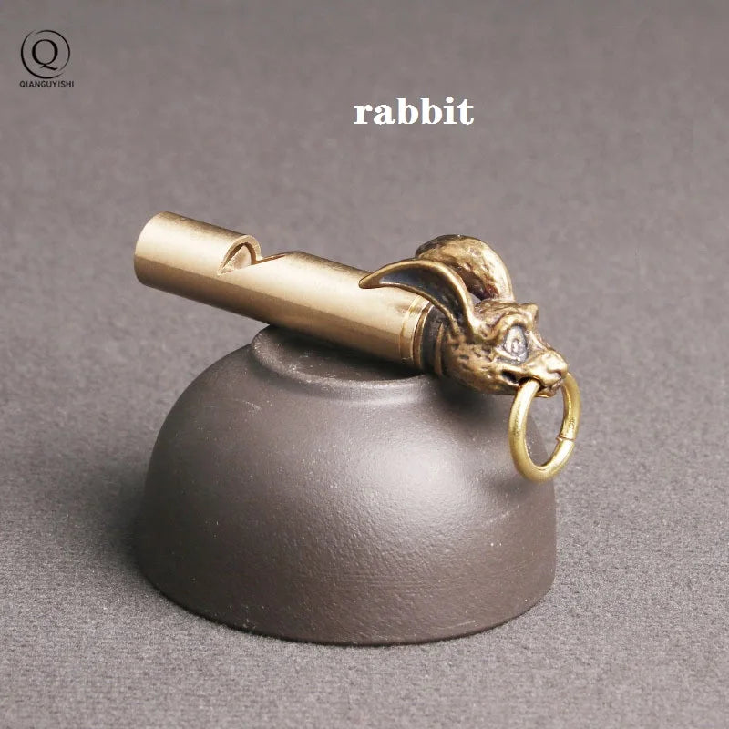 Pure Brass Outdoor Skull Whistle Keyring Hanging Jewelry Copper Training High Pitch Whistles Pendants Gifts Key Chain Ring DIY