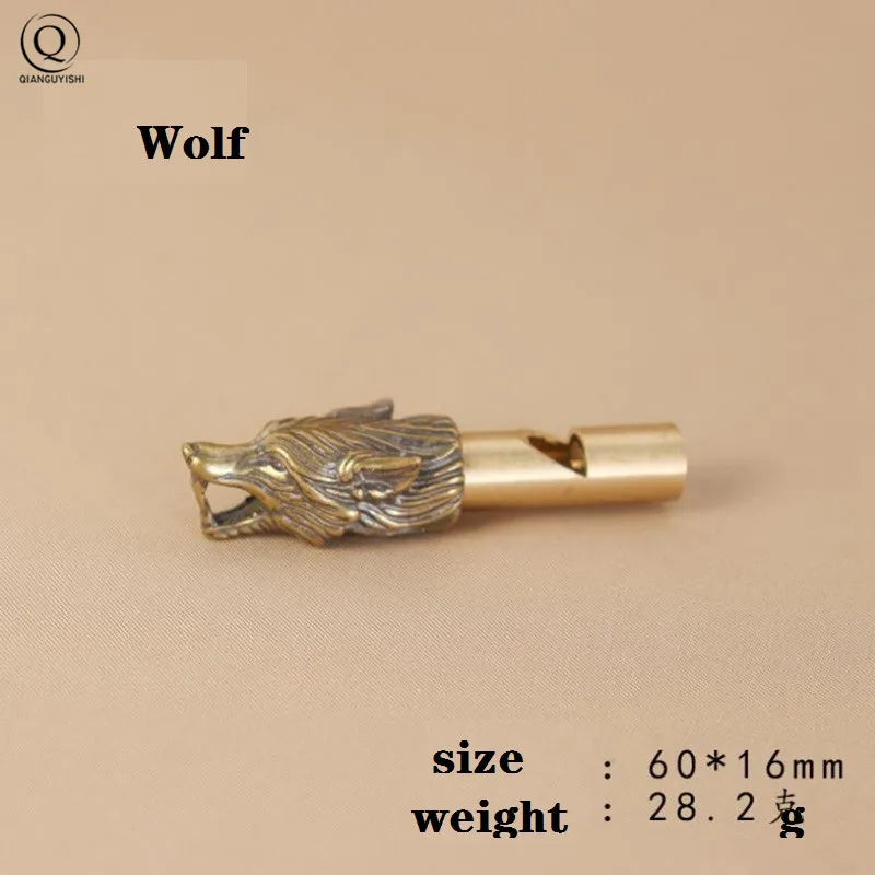 Pure Brass Outdoor Skull Whistle Keyring Hanging Jewelry Copper Training High Pitch Whistles Pendants Gifts Key Chain Ring DIY