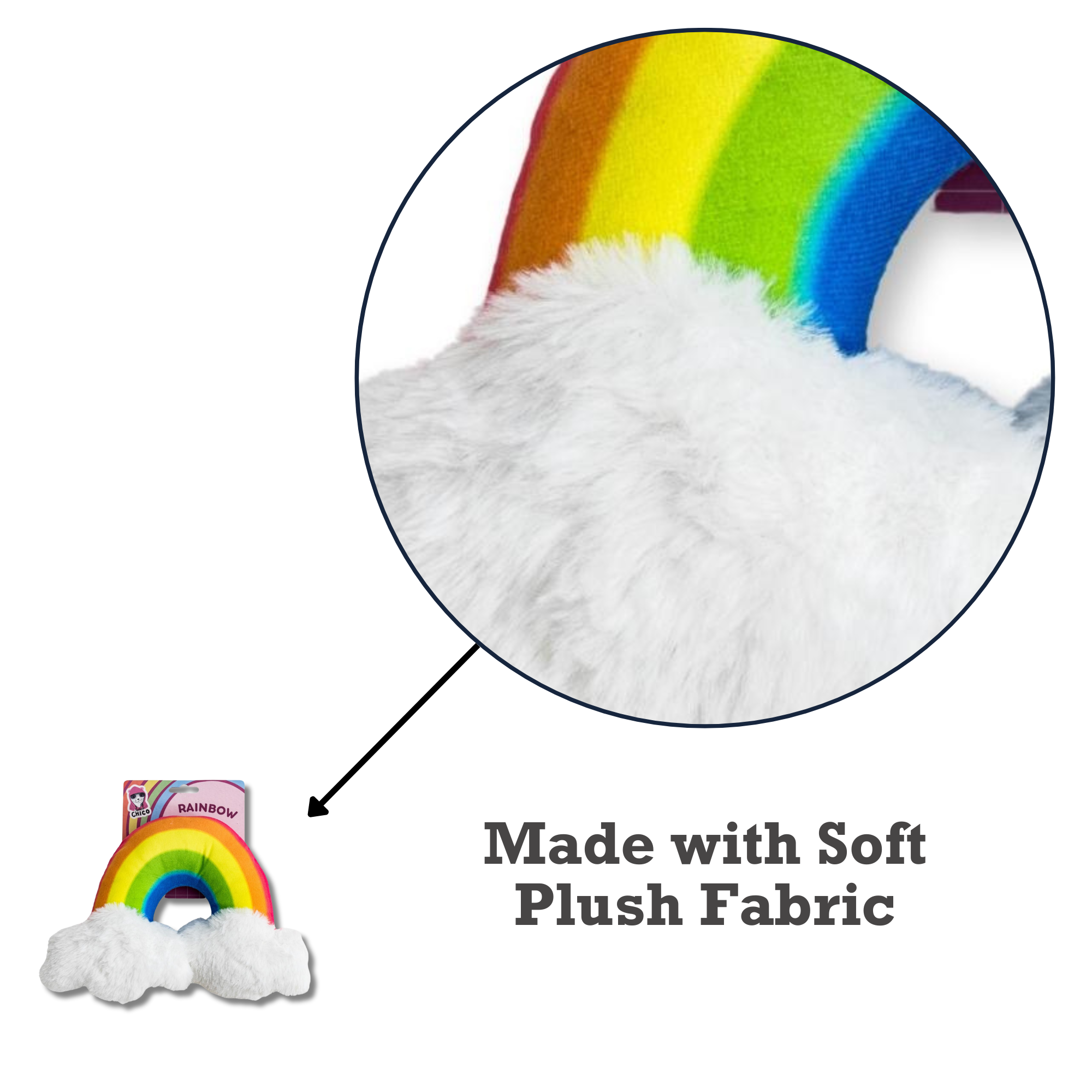 Enchanted Rainbow Magical with Squeaker & Crinkle Paper Plush Dog Toy
