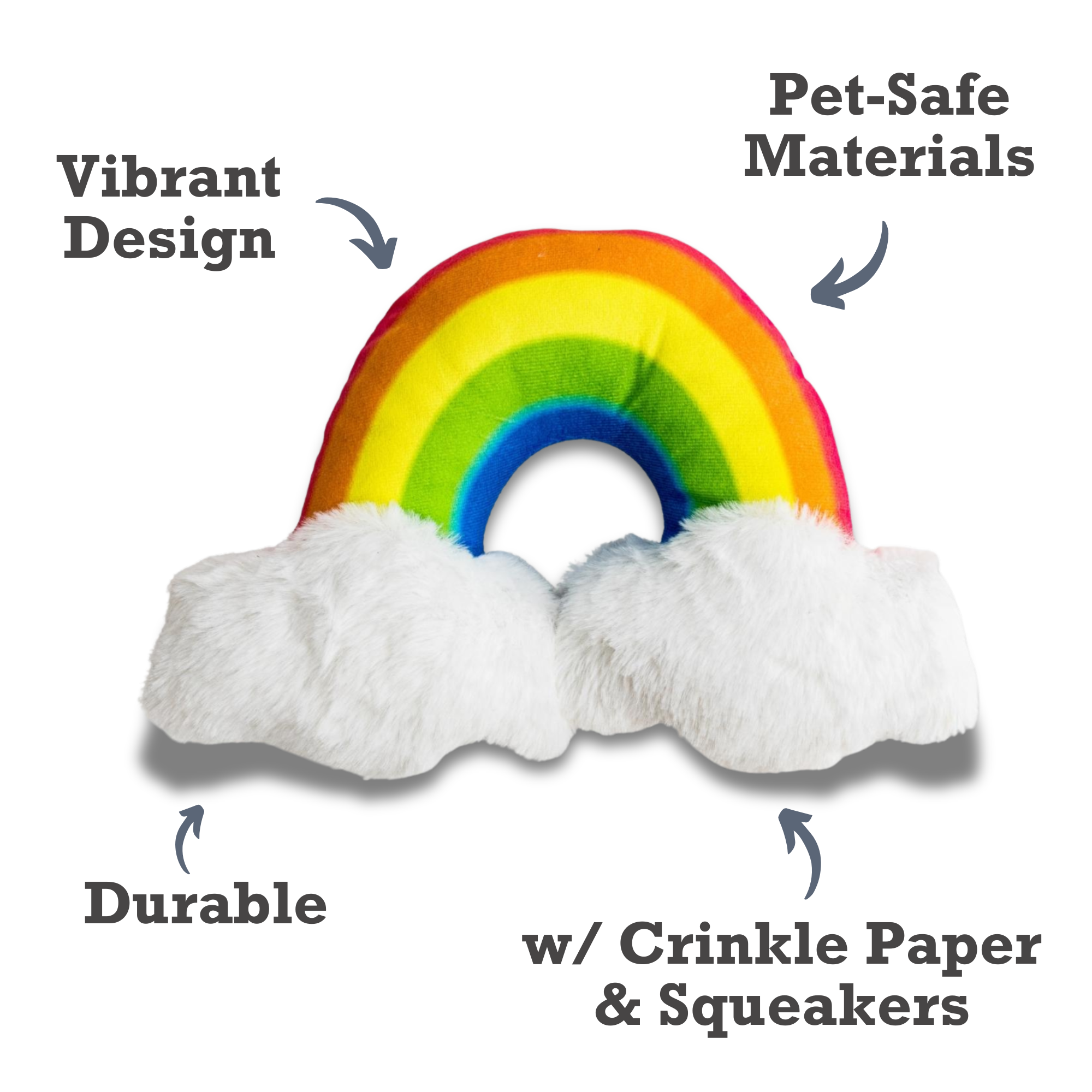 Enchanted Rainbow Magical with Squeaker & Crinkle Paper Plush Dog Toy