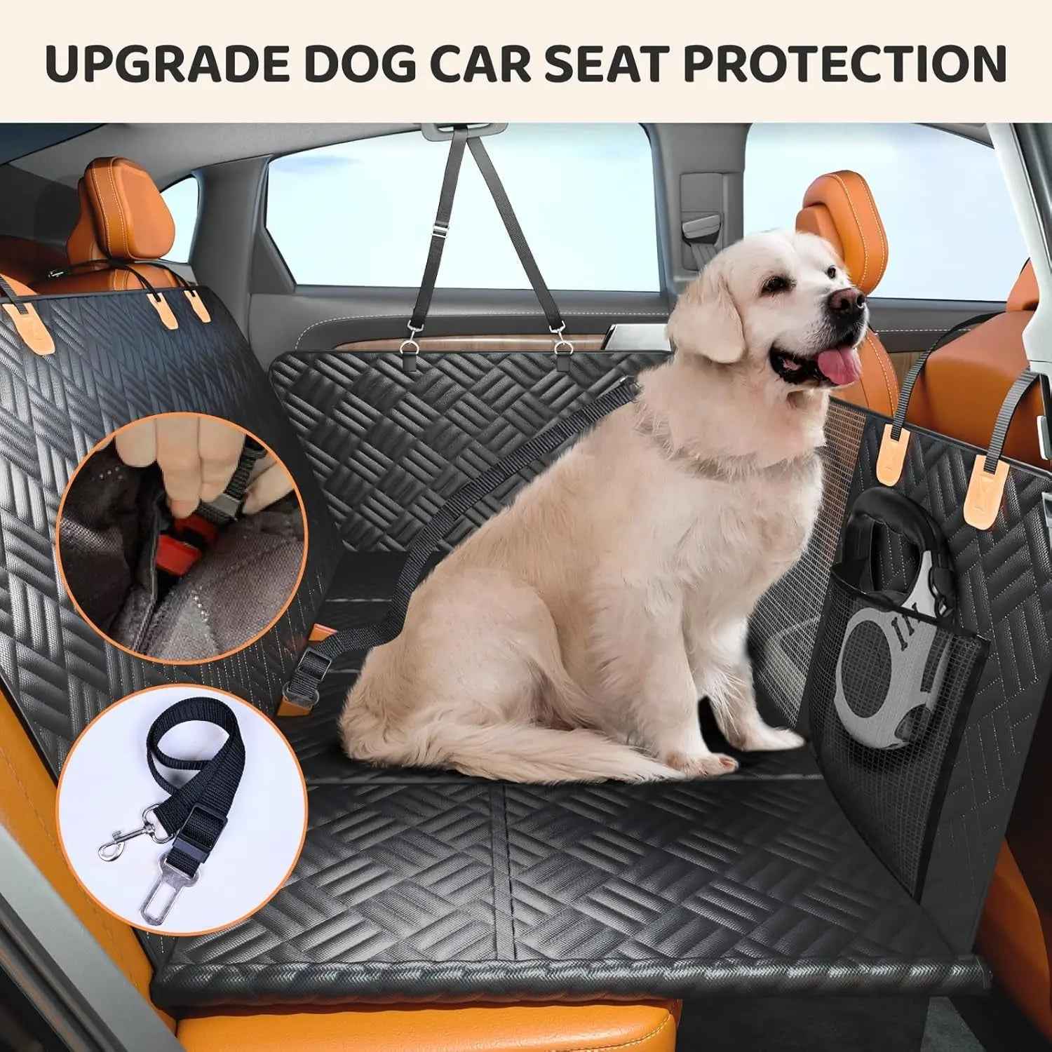 Dog Car Seat Cover Hammock  Hard Bottom, for SUV & Truck Back Seat